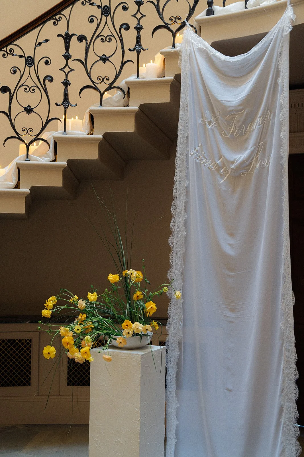 Fabric wedding welcome sign