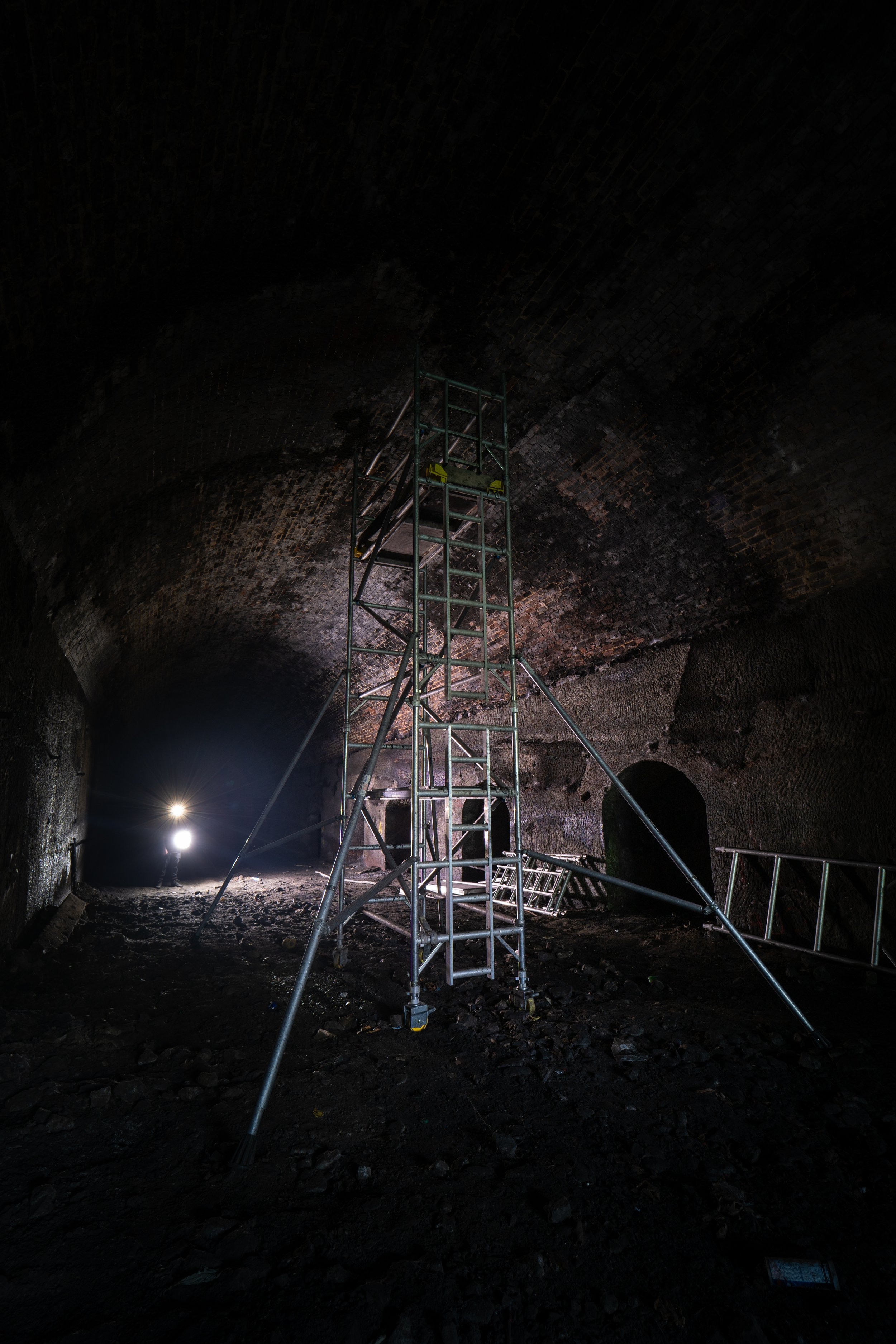 Inside Wapping tunnel it looks like ongoing inspection work has been carried out presumably to do with the proposed plans of re opening the line.