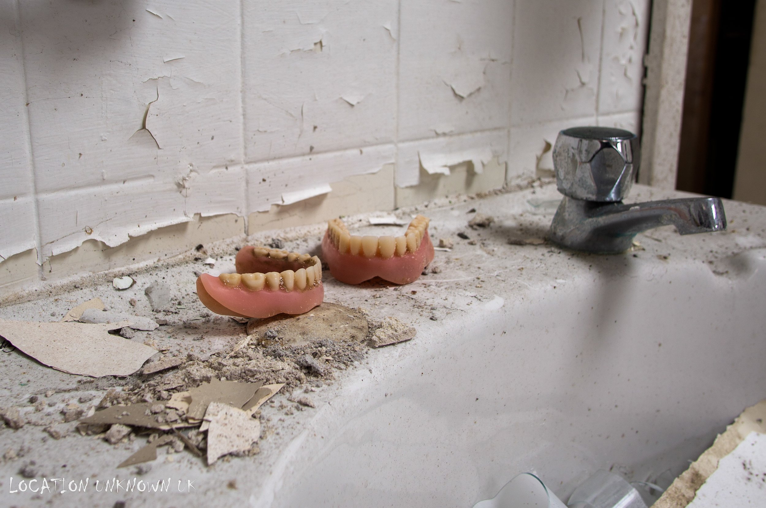 Dentures left behind.