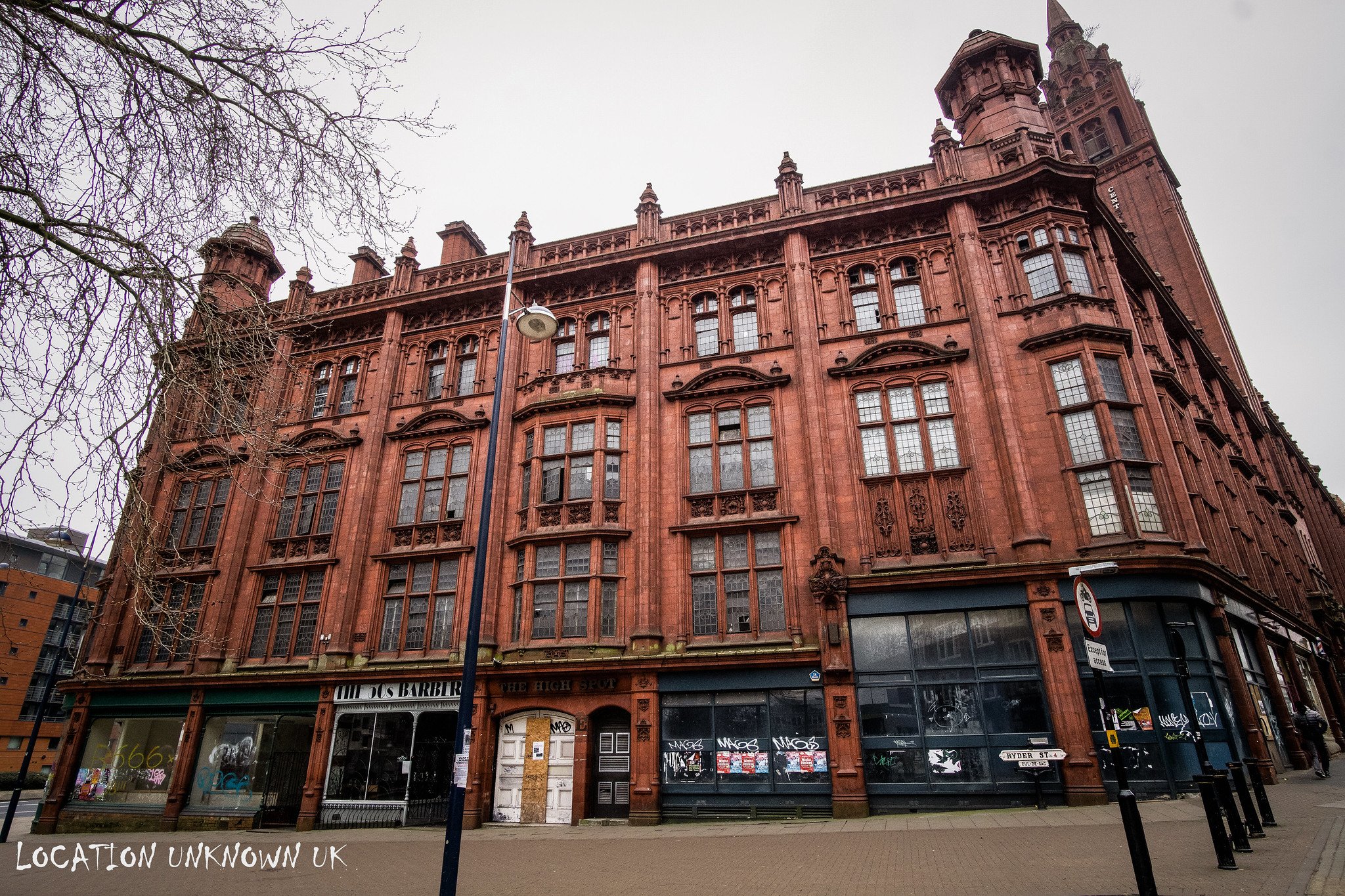 An outside view of the front of the building.