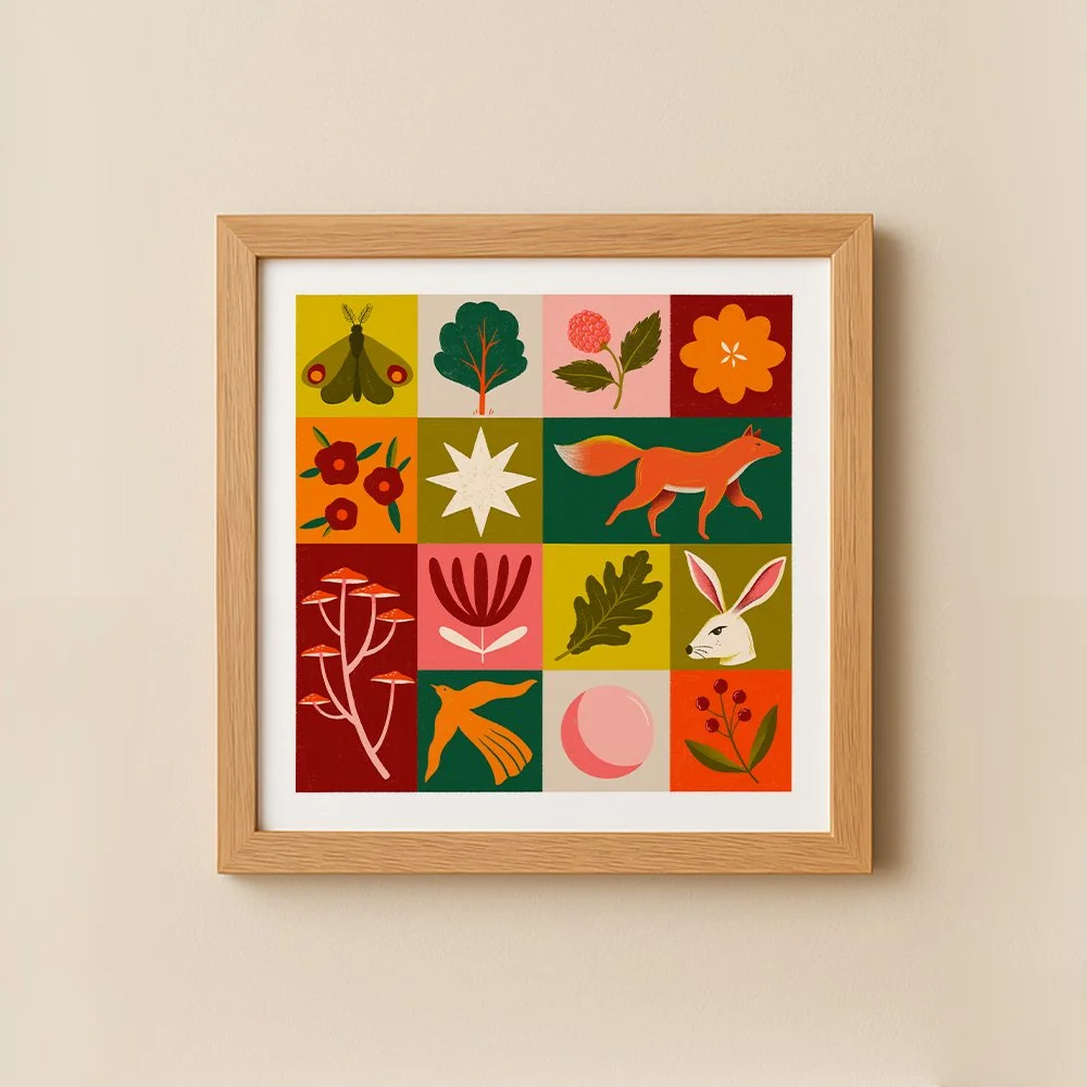 Patchwork forêt avec renard et lapin