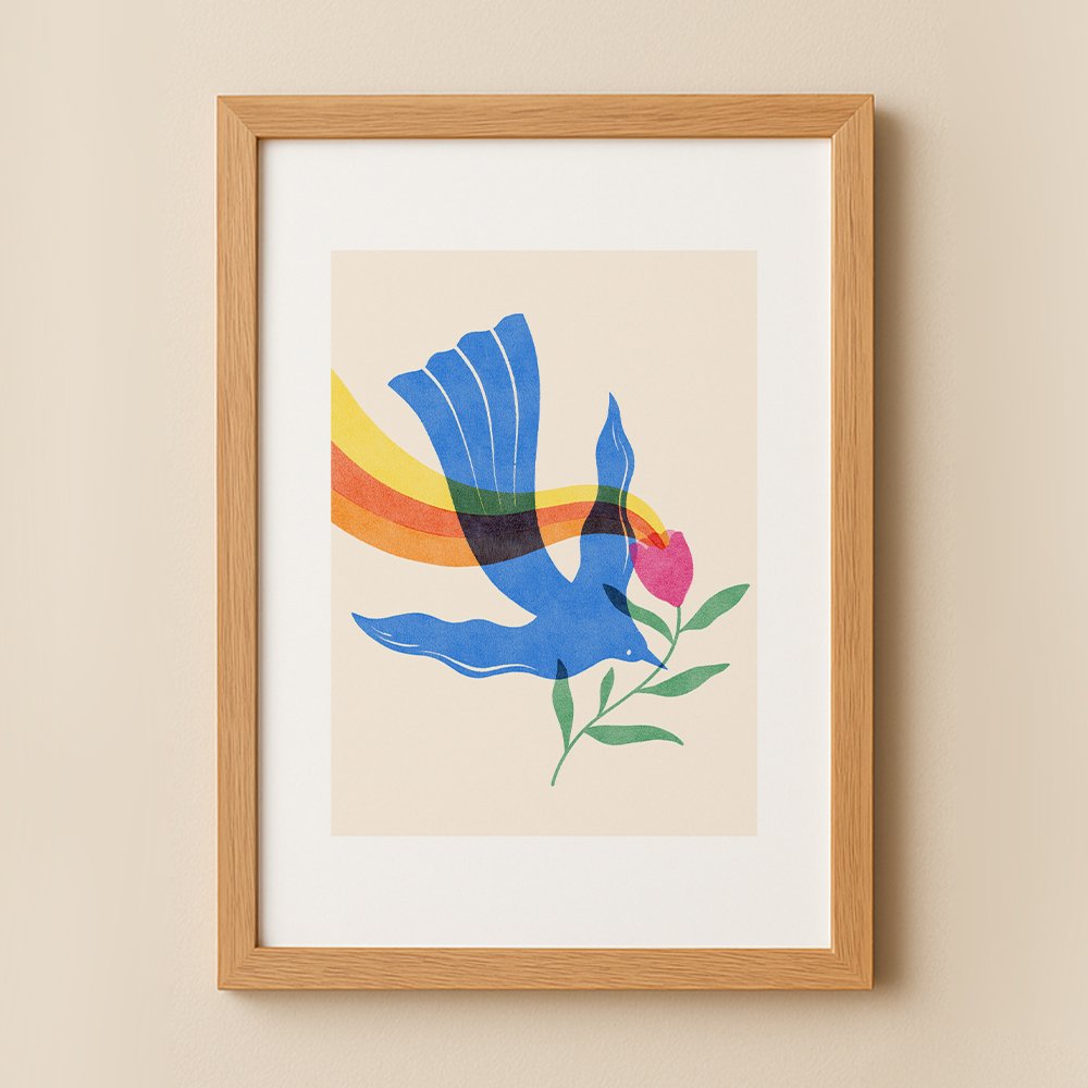 Oiseau arc-en-ciel et fleur