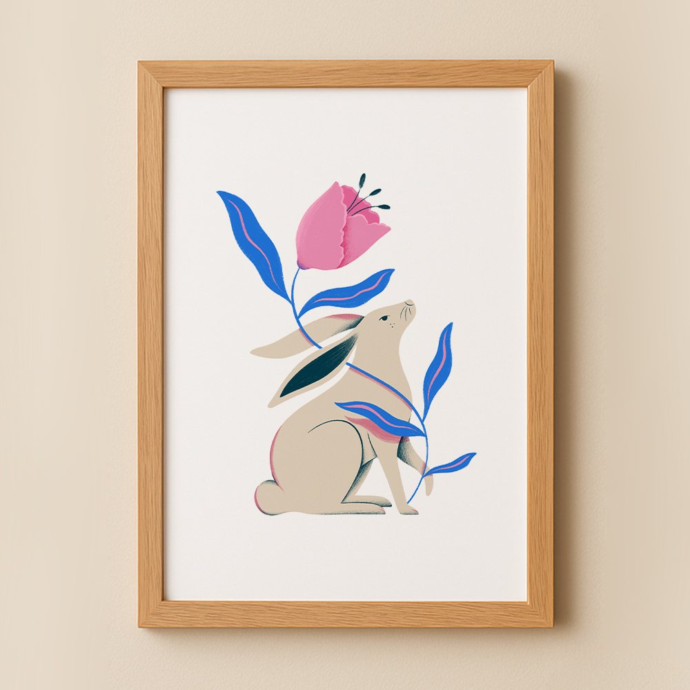 Lapin et fleur emmêlés