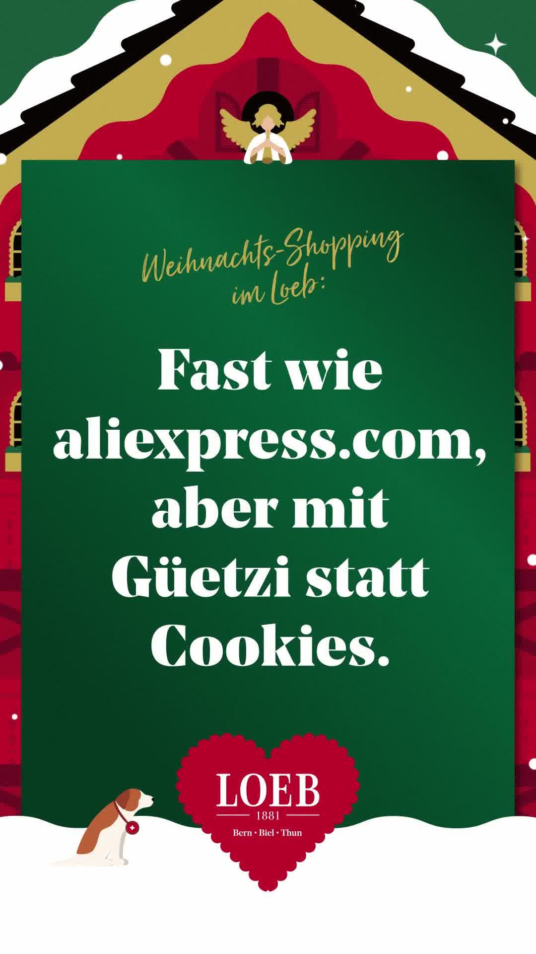 Weihnachts-Kampagne für das Loeb Warenhaus in Bern, wo alles ein bisschen festlicher ist, als wenn man online einkauft.