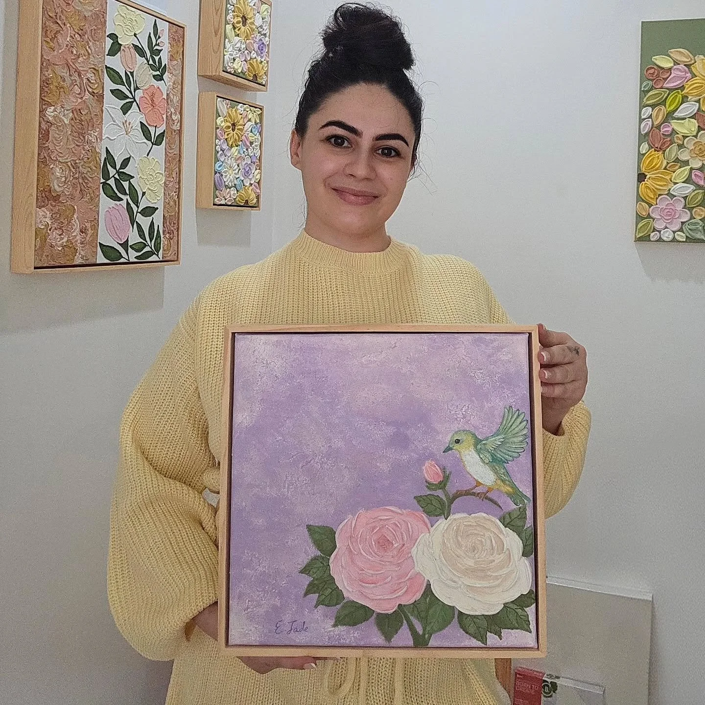 From sketch to sculpted petals&hellip; 🤍

This week was all about layering, soft lilac texture, thick modelling paste roses, and a little bird that slowly found its place.

I didn&rsquo;t originally plan on adding her, but sometimes a piece evolves 