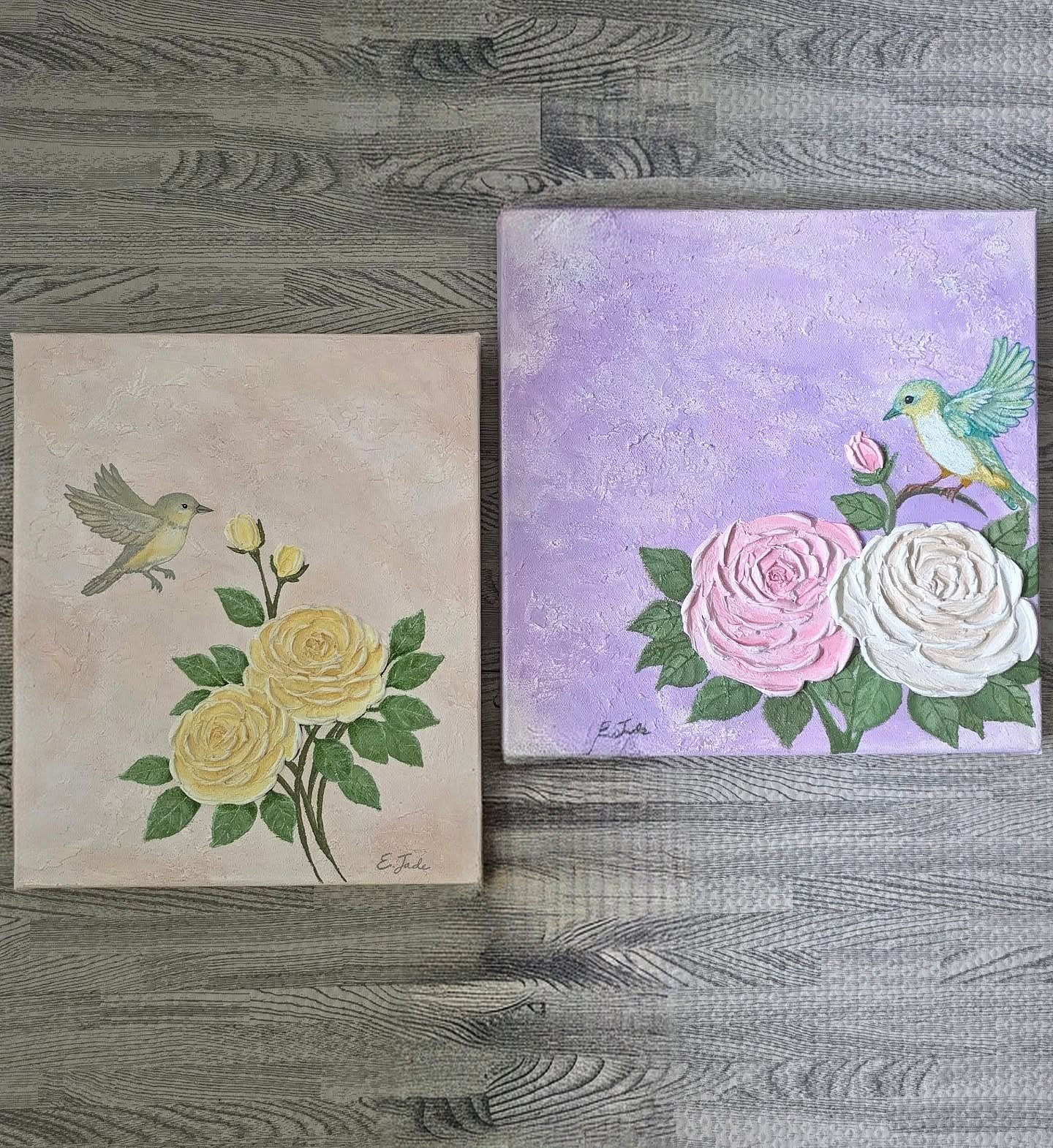 This week in texture 🌸
A little look at the first two pieces from my new series, now ready for framing.
Yellow or purple - which one do you love most? 💛💜

#thisweekintexture #artbyemilyjade #texturedart #floralart #originalartwork