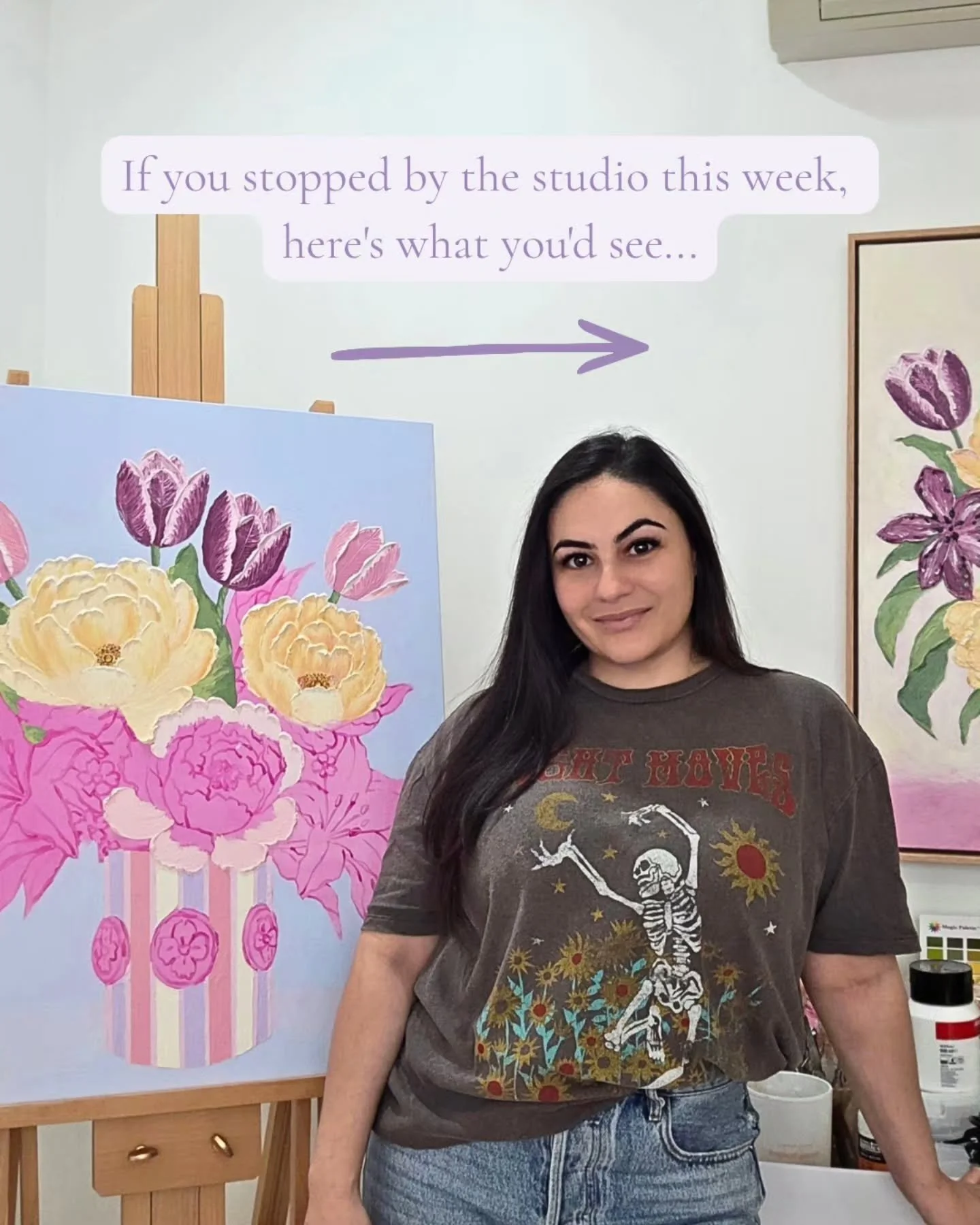 A little look around the studio this week 🤍 Lots happening, lots in progress and as always&hellip; lots of mess.

If colourful, textured florals are your thing, be sure to give me a follow - there&rsquo;s plenty more blooming in this little studio ?