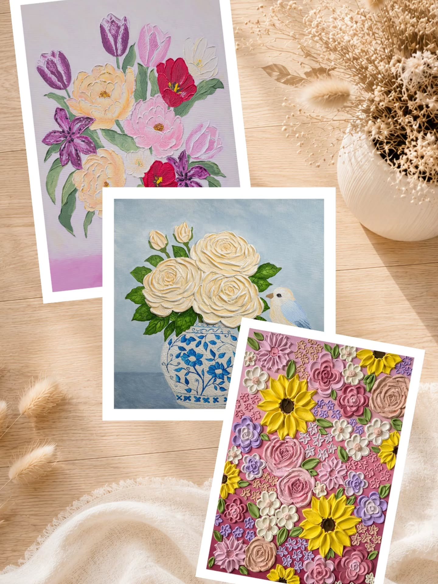 Here&rsquo;s another little look at the prints launching tonight 🌸
7:30pm AEST - not long now! 🥹

#artprints #floralart #acrylicpainting #australianart #texturedart