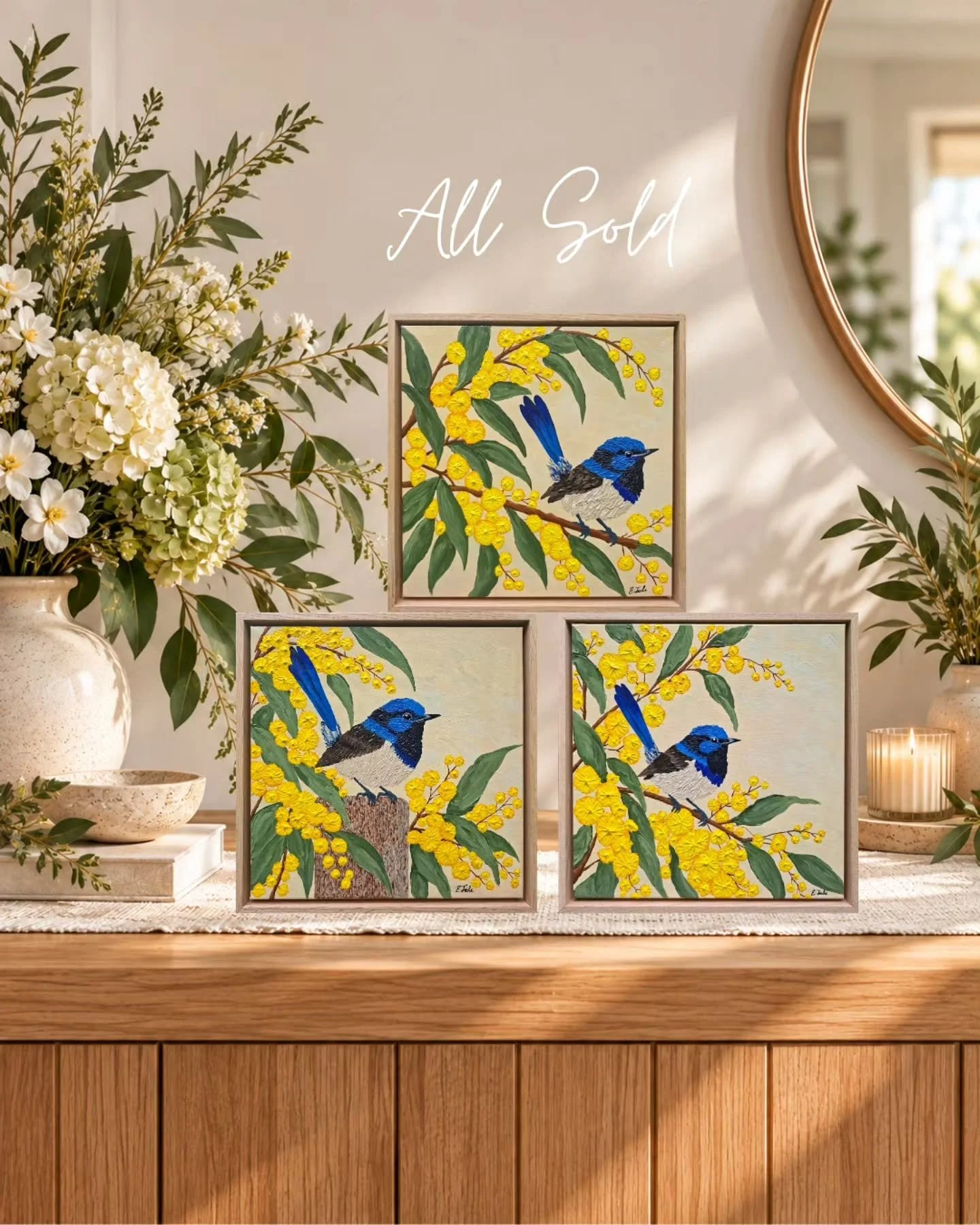 All three snapped up!! 💙🌼

Honestly blown away by the love for these little blue wrens! All three have now found their new homes, and I couldn't be more grateful for the beautiful support 🫶

If you had your eye on one and missed out, keep an eye o