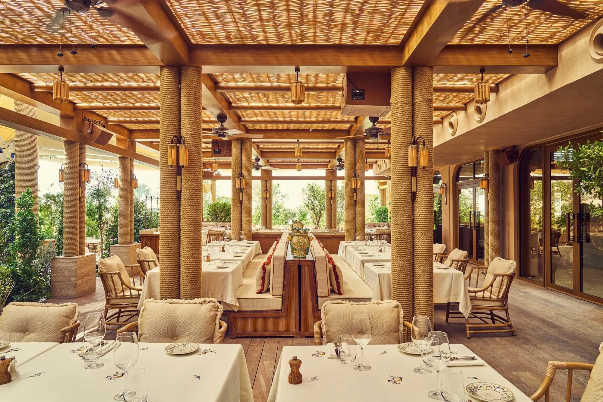 Gigi restaurant and beach club by the sea-Dubai outdoor dining area