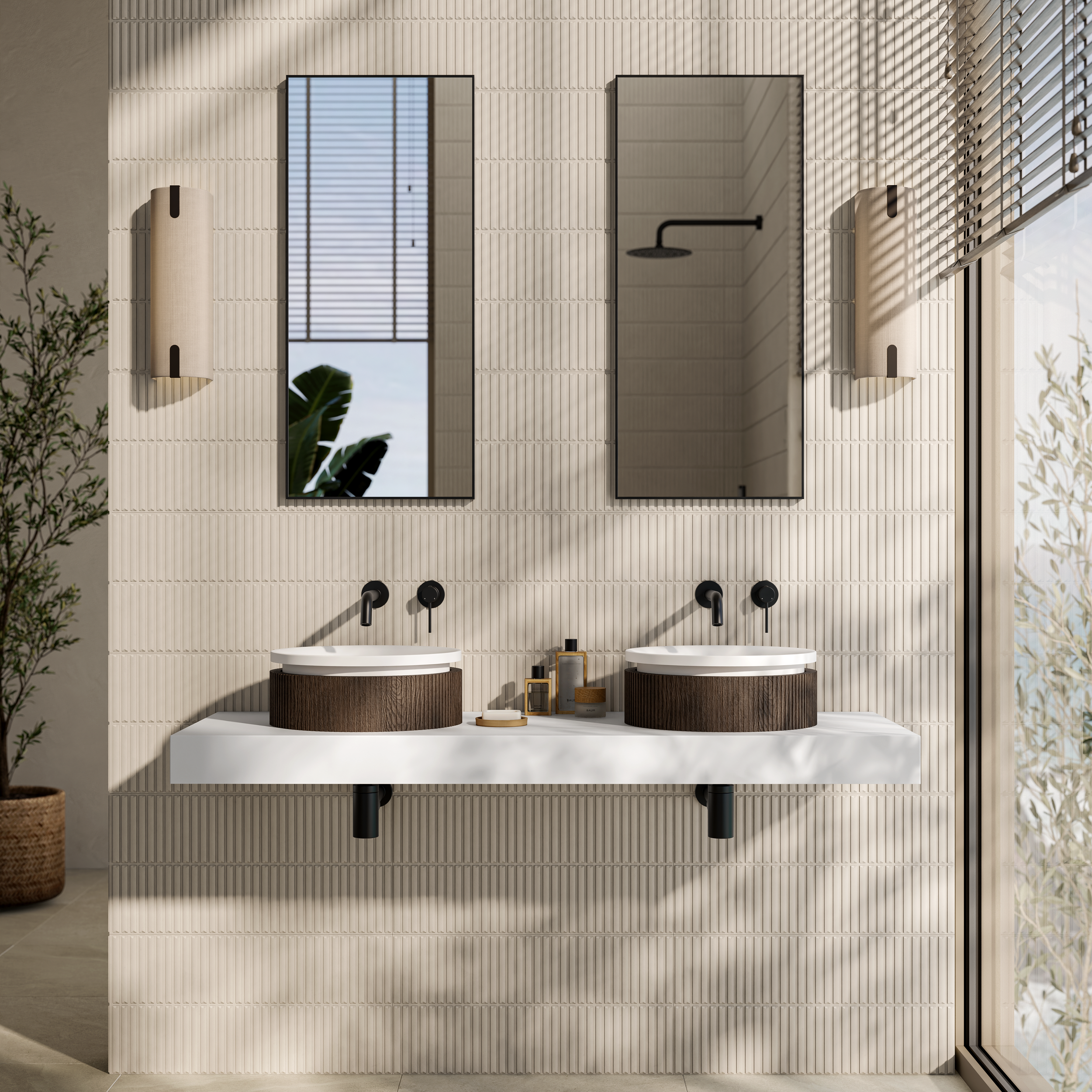 Nosa bathrooms Comano walnut380mm_Countertop_Front_Black.png