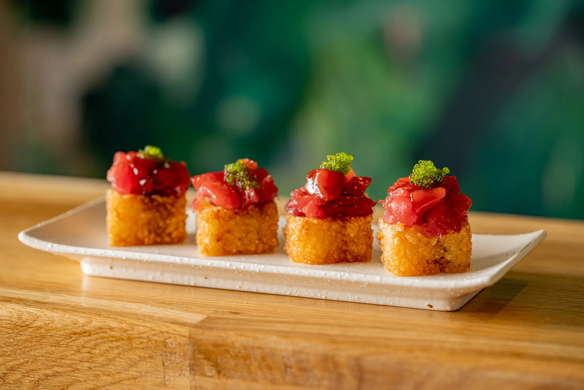 Crispy rice akami tuna TEMAKI Mayfair London Japanese handrolled bar.jpg