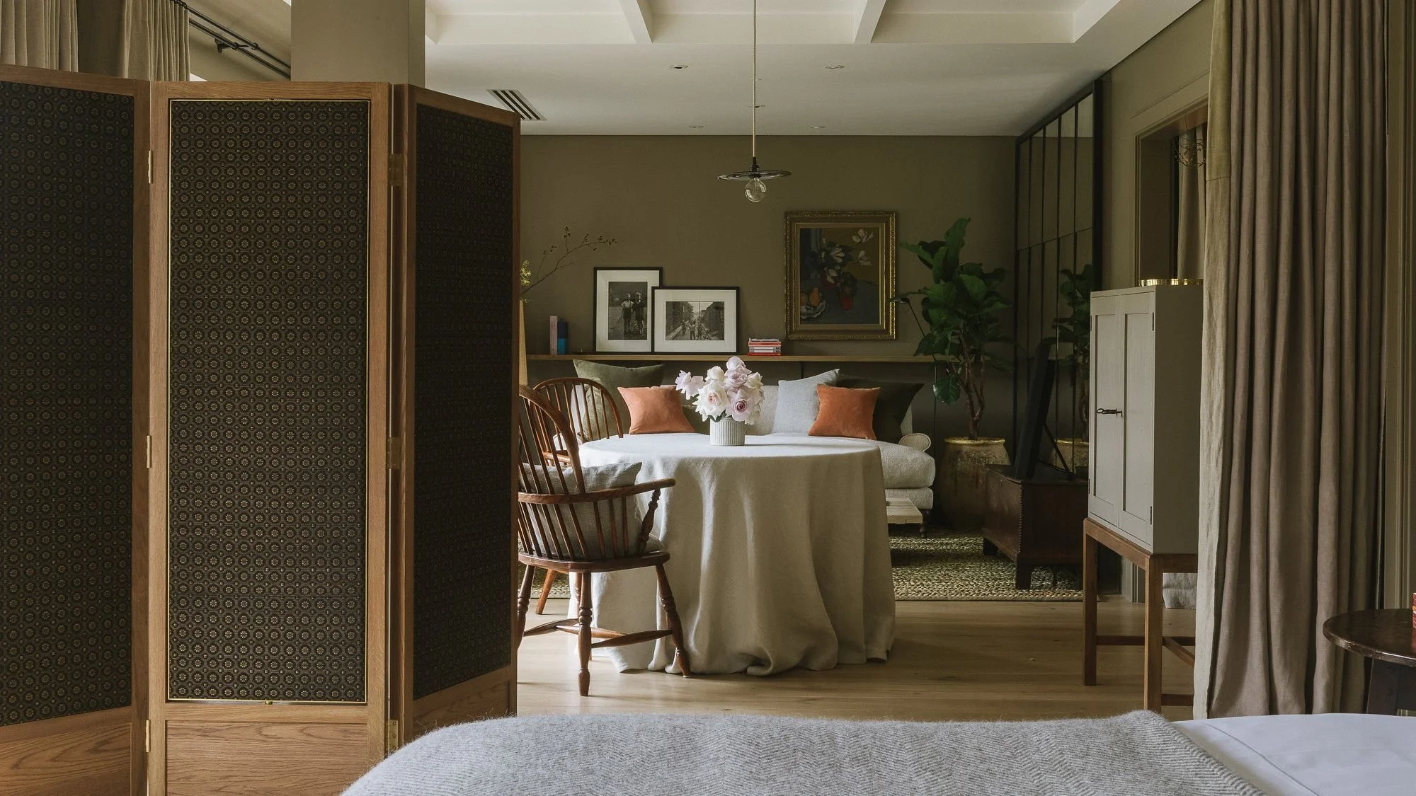 Heckfield Place, country estate luxury master bedroom interior