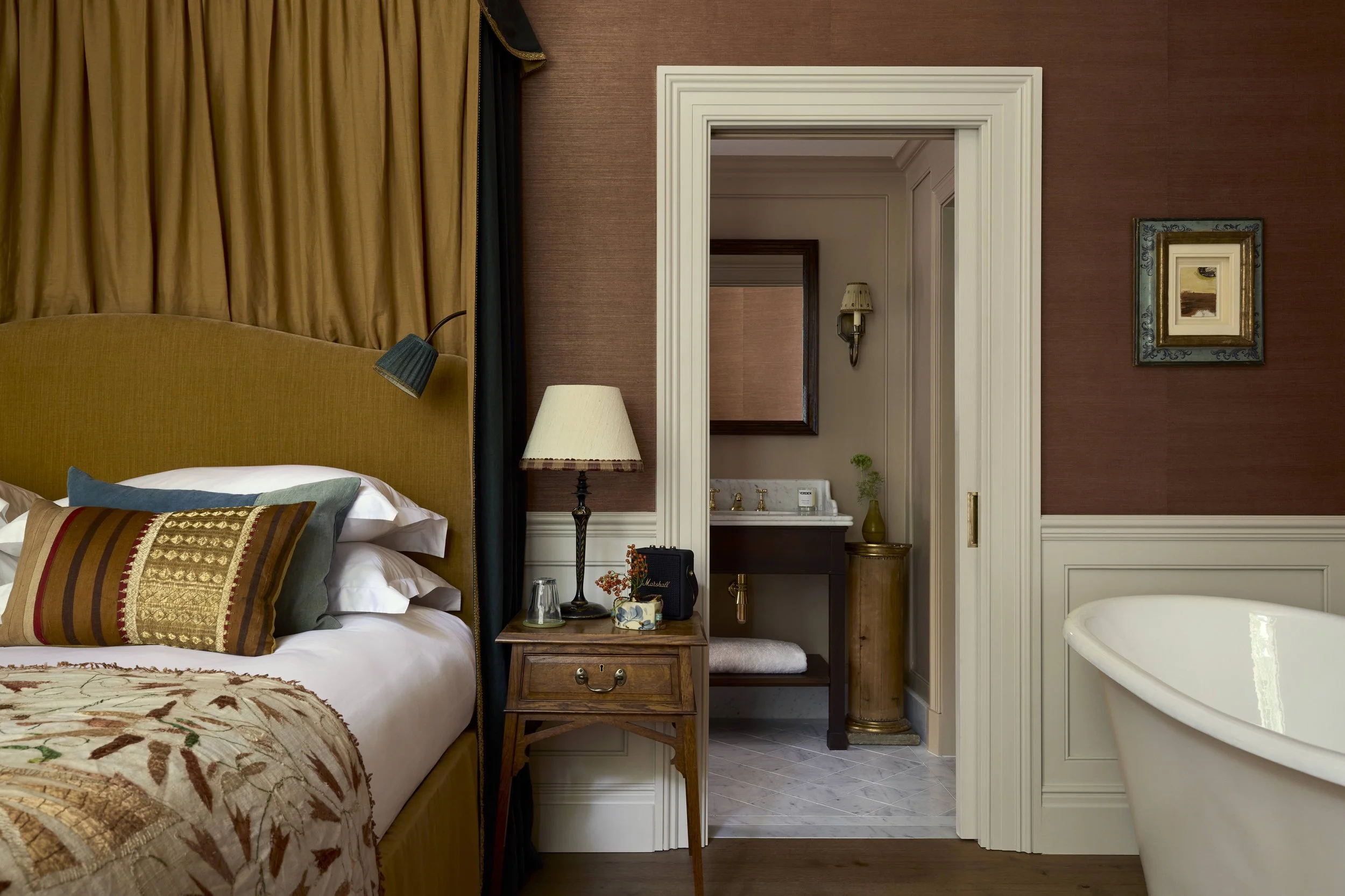 The Zetter Townhouse Bloomsbury Hotel. Room interior and bathroom by James Thurstan Waterworth