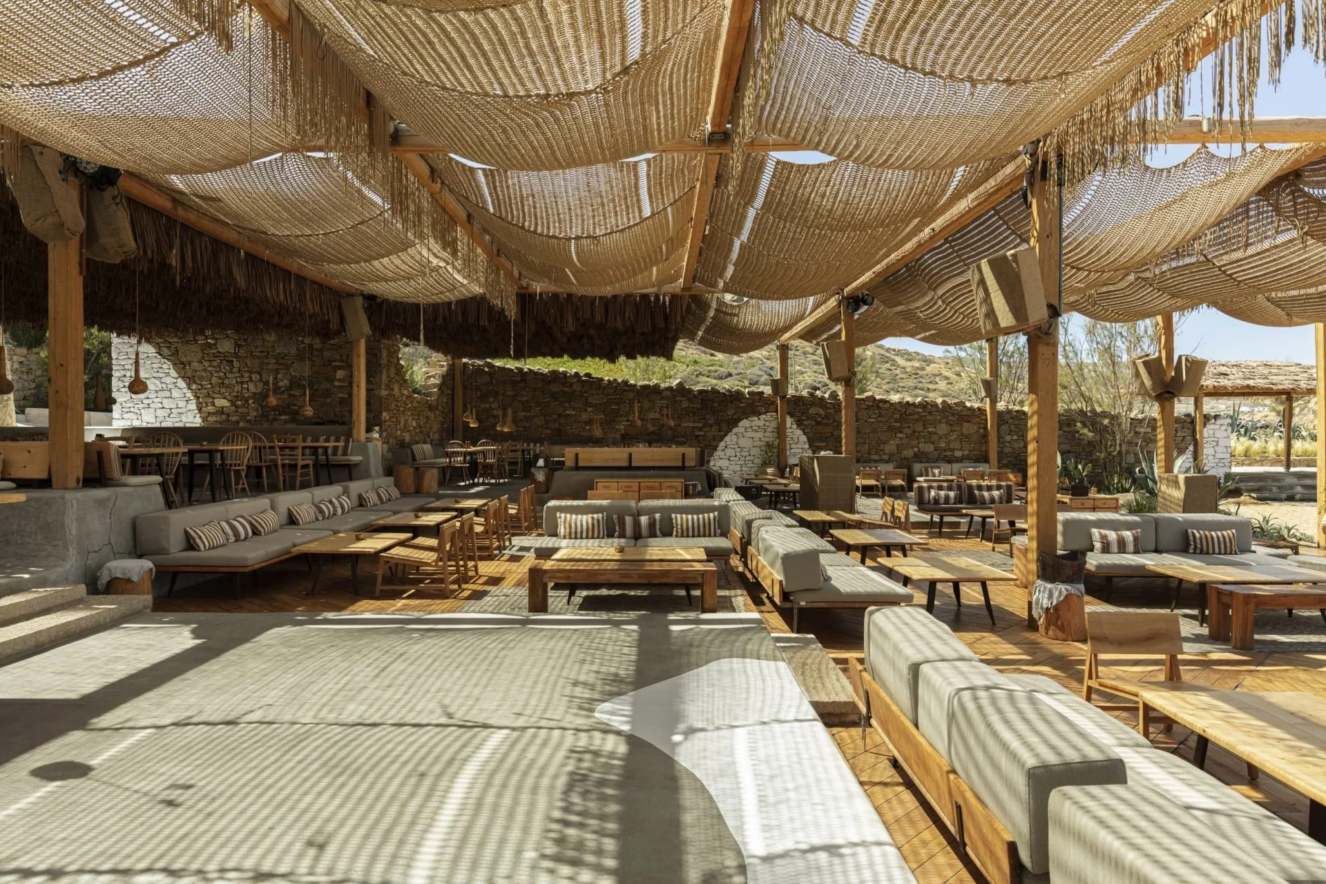 Alemagou beach bed area Mykonos Greece