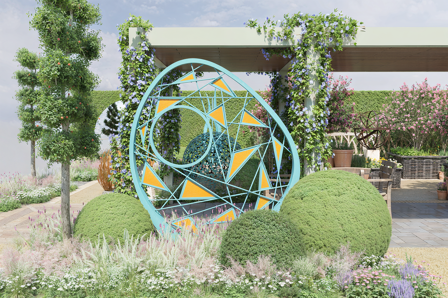 David Harber Chelsea Flower Show Nexa Sculpture 2026 - Stand Renders