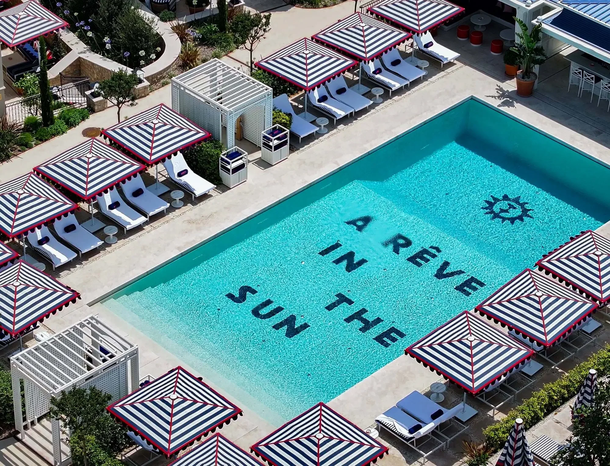 AREV St-Tropez — The Strand overhead pool view