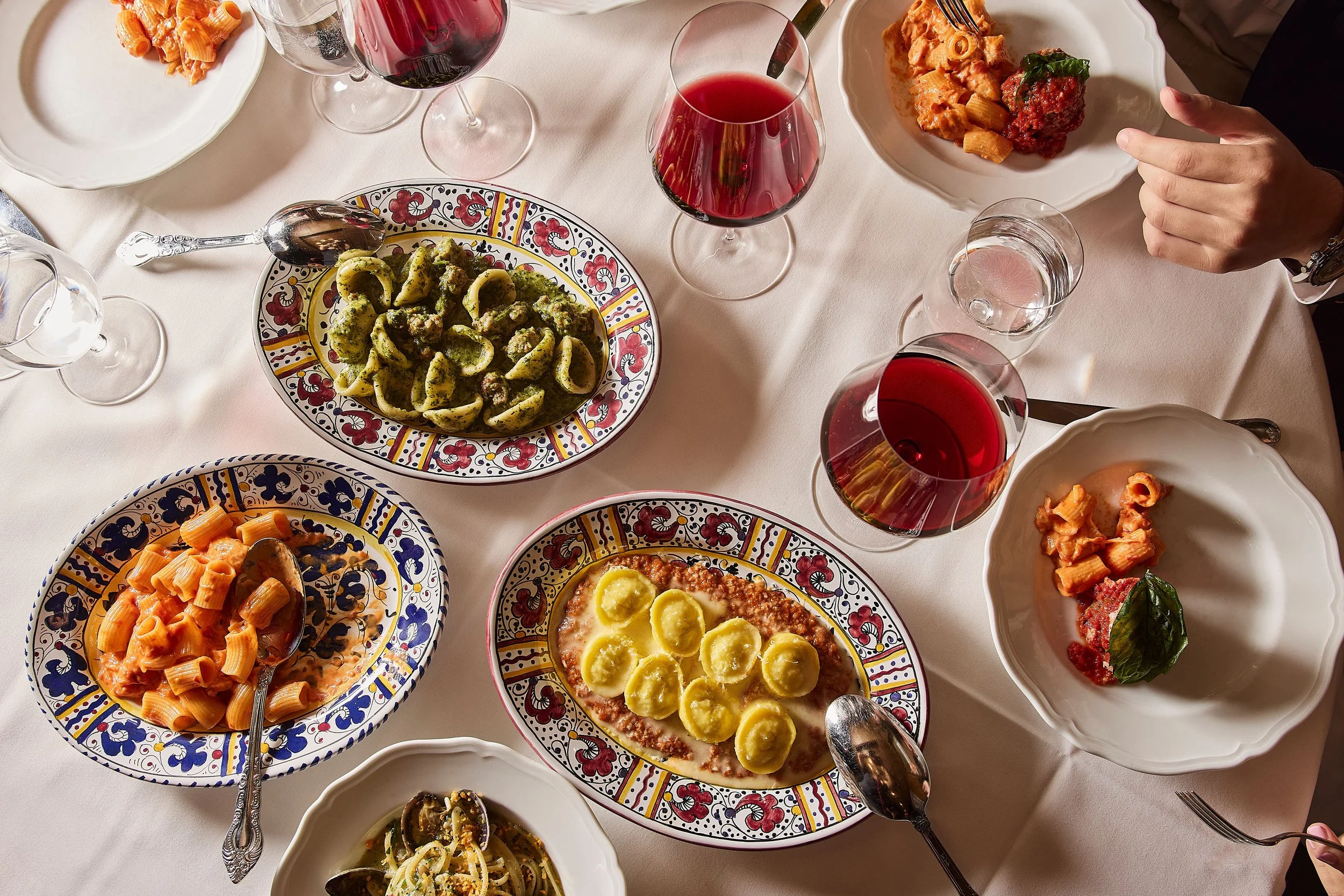 Carbone London Mayfair food menu Pasta Table Overhead