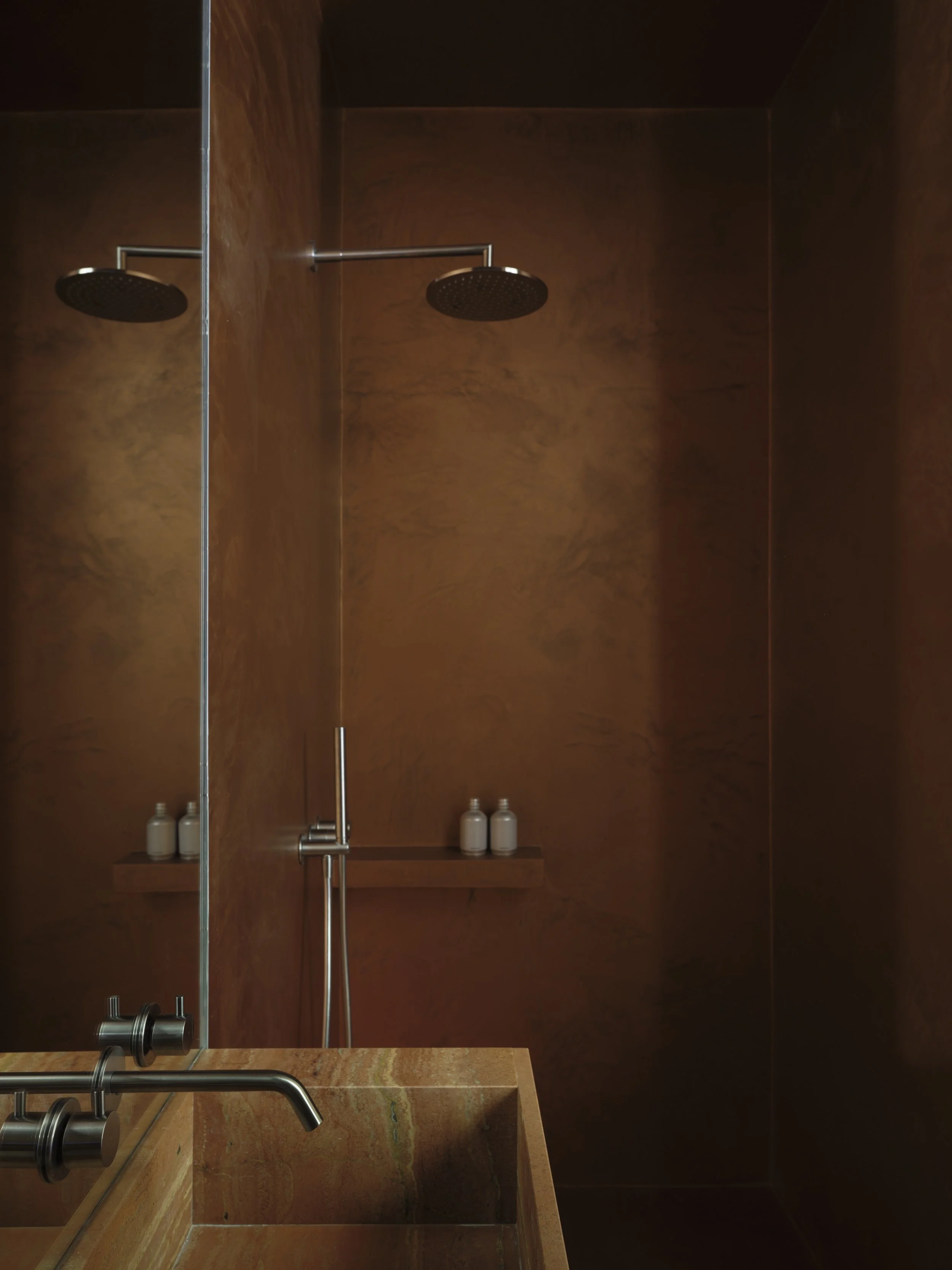 House in Penumbra copper brown bathroom shower