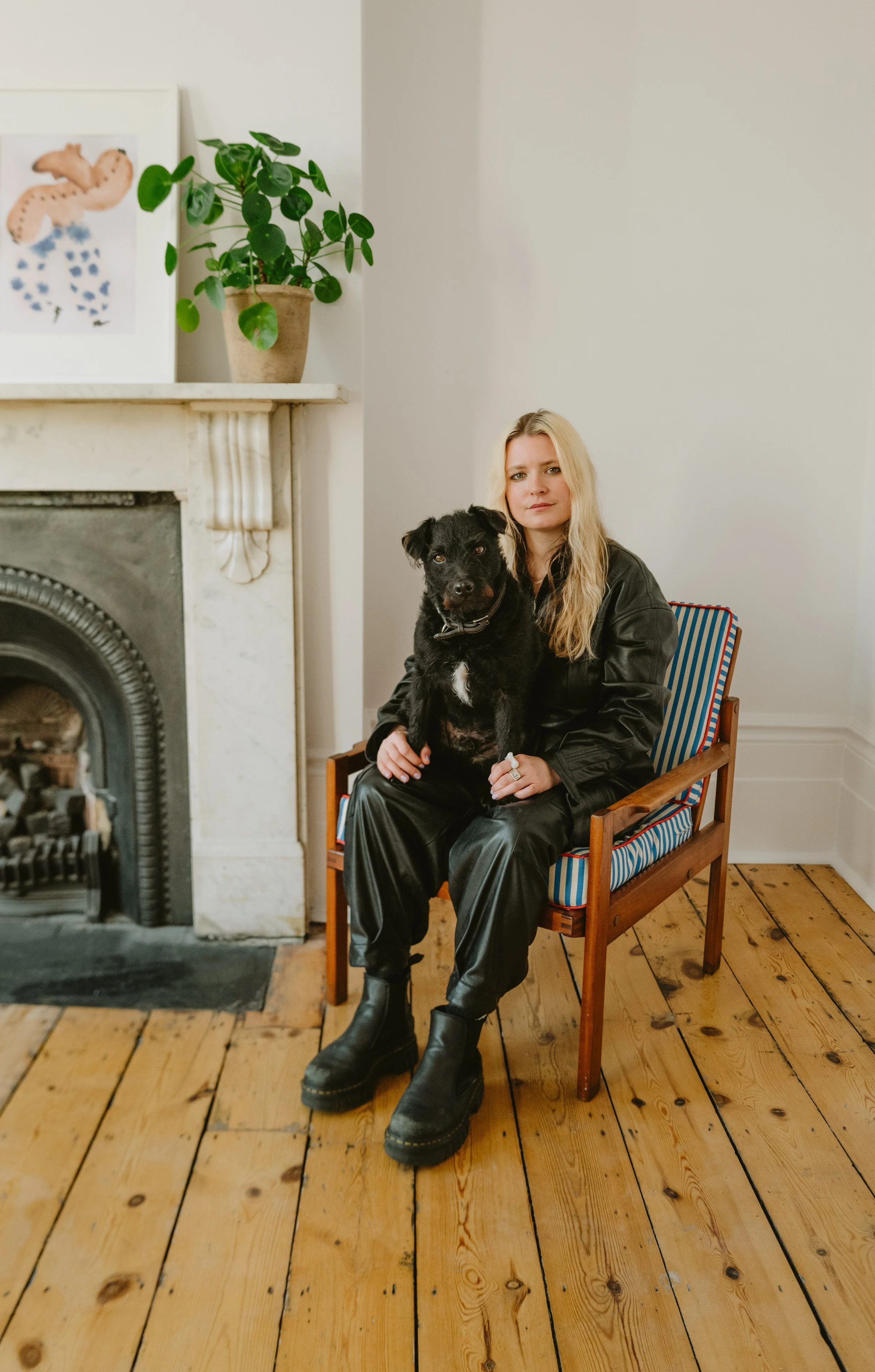 Louisa Tratalos colours of Harley & and her dog Patch
