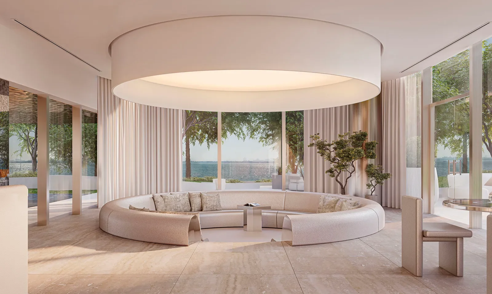 maison Margiela-Residences-DUBAI-Palm-Jumeirah  cafe area sunken sofa