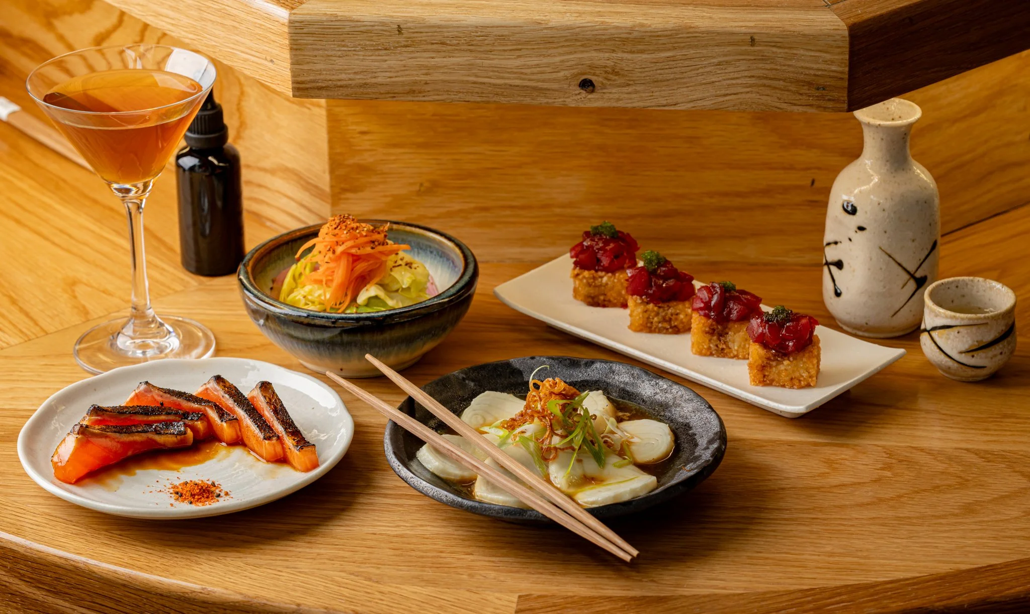 Groupshot2 Sushi and small plates TEMAKI Mayfair London Japanese handrolled bar.