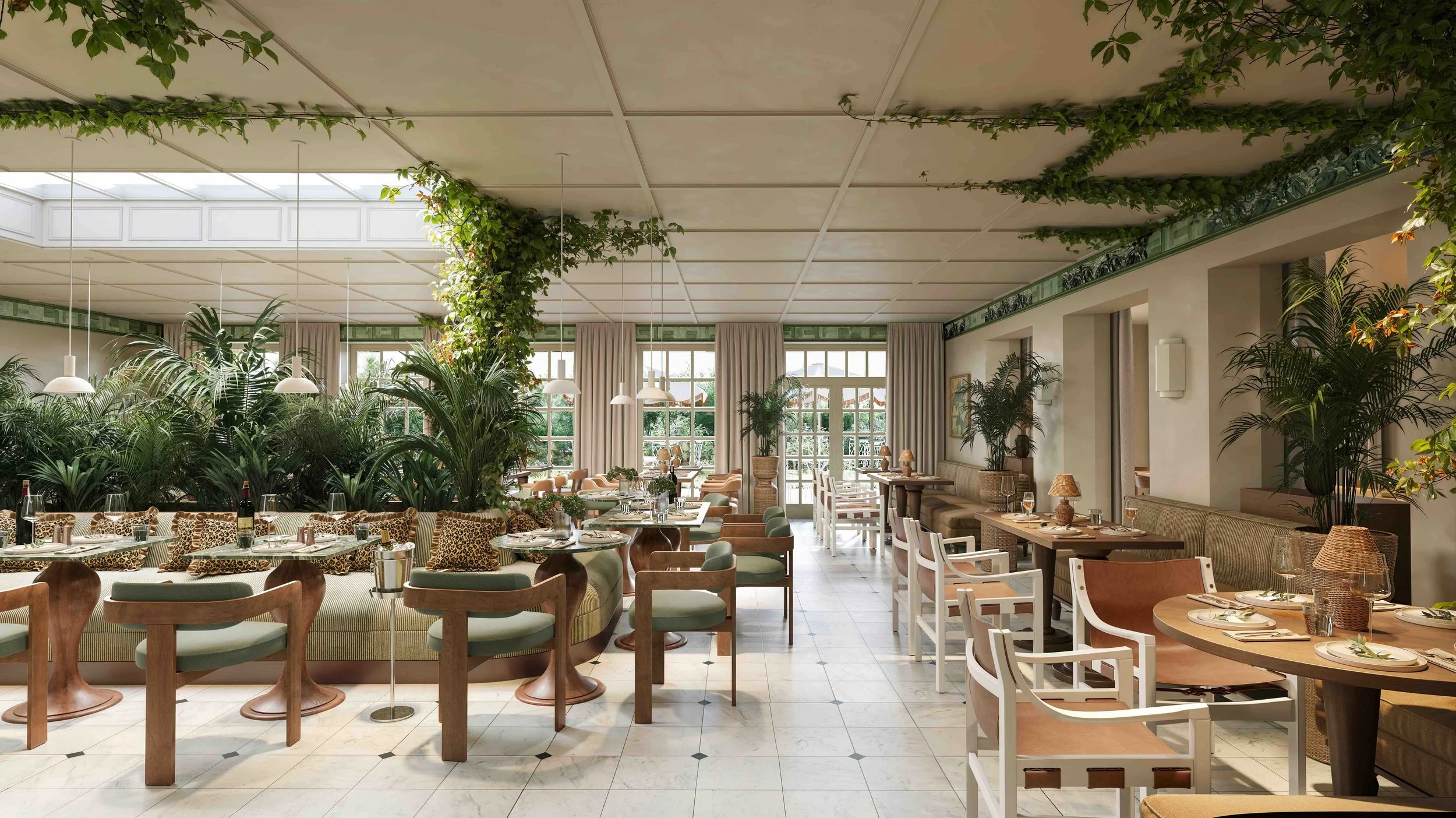 Crafted at Powdermills in Sussex, restaurant interior design.