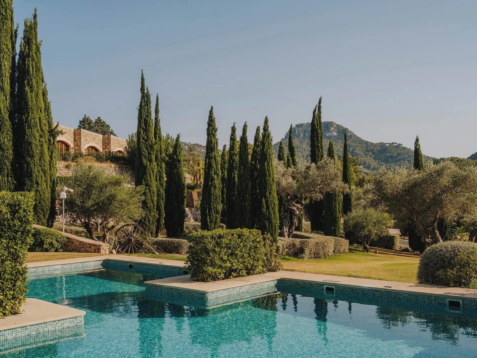 Hotel Son Net Mallocra Pool Area and mountain landscape.j