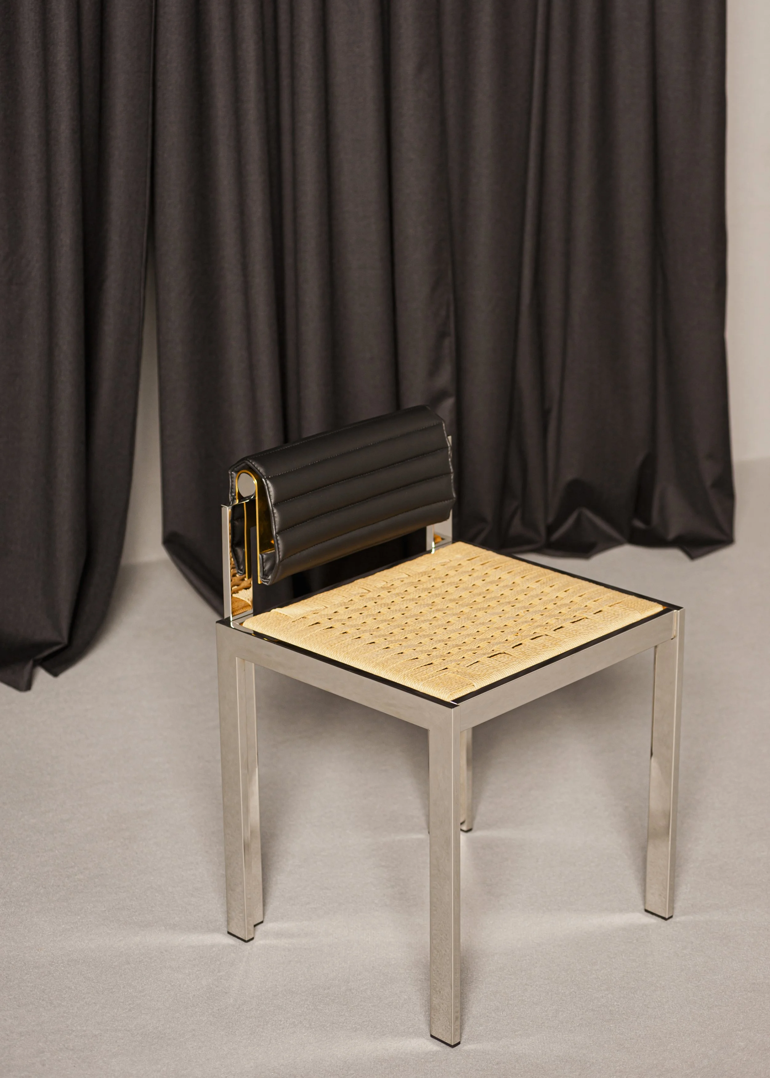 DimoreStudio Rey Chair leather, steel, rattan