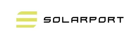 Solarport logo with a stylized green sun and black text