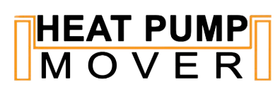 Text reading 'Heat Pump Mover' with a graphic of a heat pump and arrows indicating movement