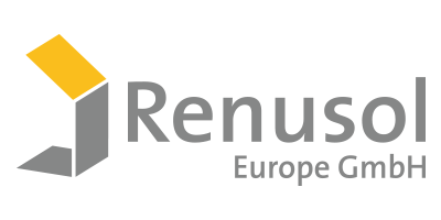 The logo of Renusol Europe GmbH showing a stylized yellow and gray geometric design next to the company name.