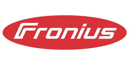 Fronius logo with red oval background and white stylized text
