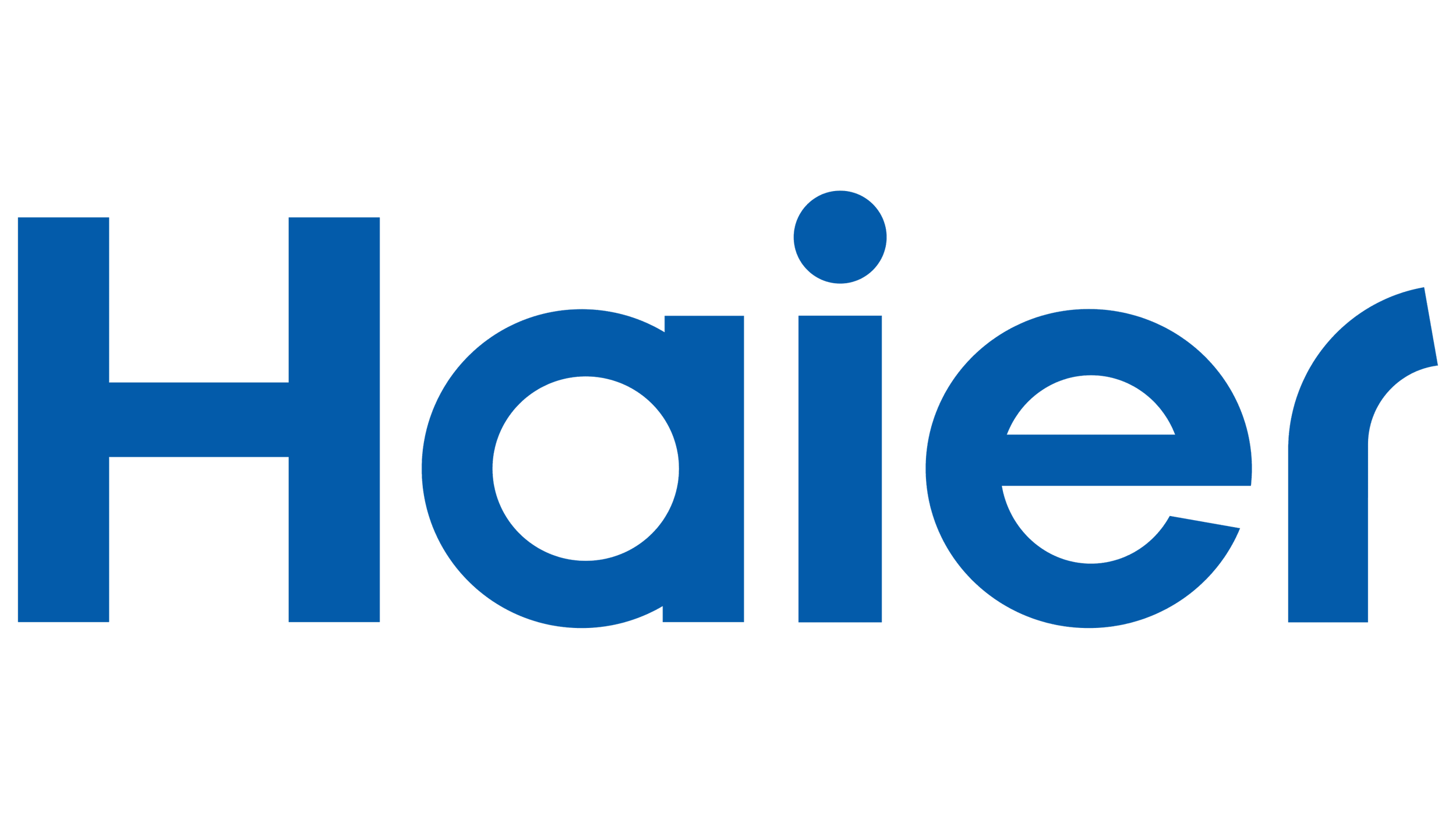 The word 'Haier' written in large blue letters on a black background.