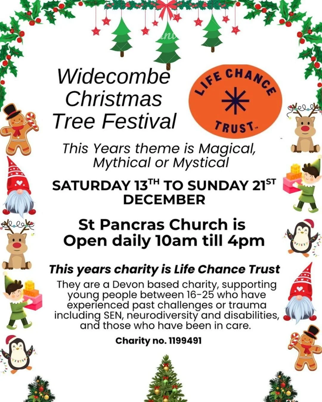🎄✨ The Widecombe Christmas Tree Festival starts TOMORROW! ✨🎄

We&rsquo;re so excited to be this year&rsquo;s chosen charity and can&rsquo;t wait to see the magical, mythical, and mystical trees on display at St Pancras Church, Widecombe! 🌟

🗓 Sat