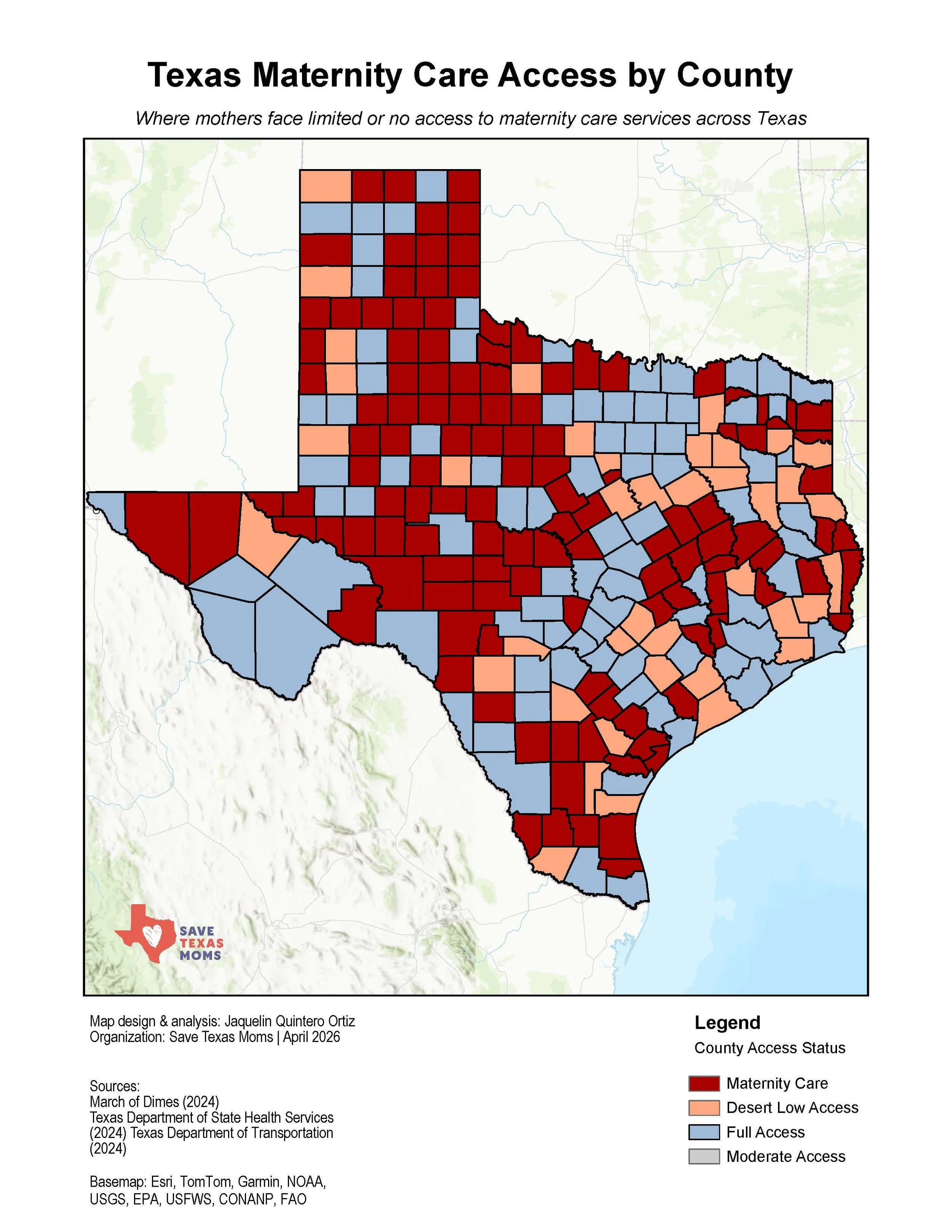 Texas Maternity Care Access by County