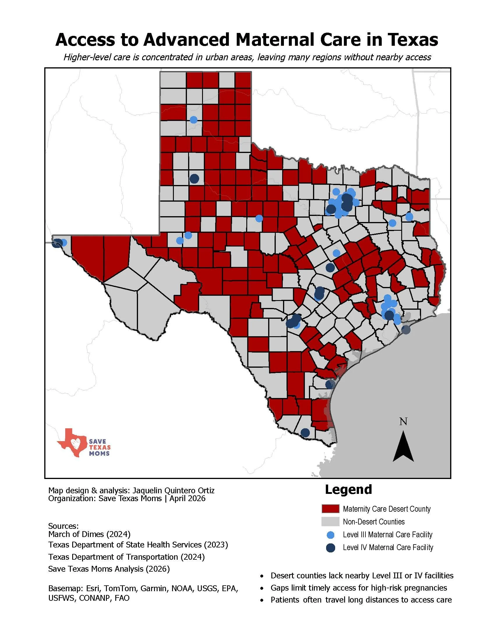 Access to Advanced Maternal Care in Texas: Level III-IV Facilities