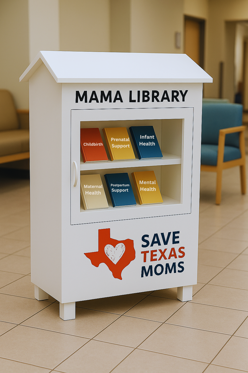 Mama Library located in a rural maternity care desert, offering maternal health resources.