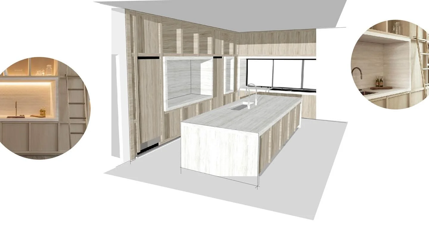 modern kitchen takes shape through hand-picked inspiration and 3D sketches. Designed with intention, every line hints at the final harmony of form, texture, and function.&rdquo;
#KitchenDesign #SketchupRender #DesignProcess #WarmModern #ChiaroscuroDe