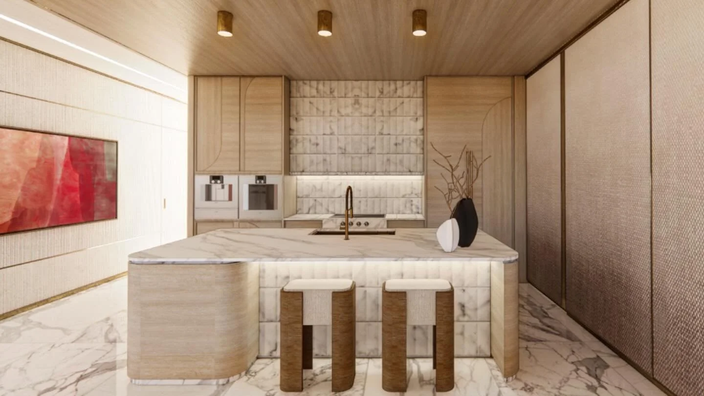 &ldquo;A kitchen like no other&mdash;designed from scratch with sculptural curved panels and bold stone tilework. Every detail crafted to break the mold and bring a fresh, elevated twist to the heart of the home.&rdquo; designed by yours truly
#Chiar