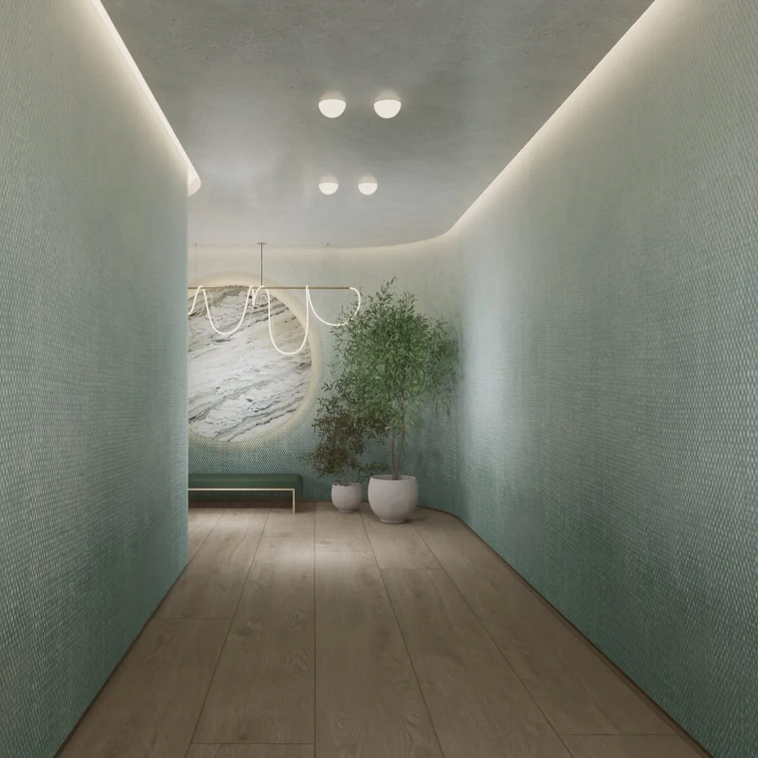 A hallway that tells a story.
Layered in rich blue tones, warm wood flooring, sculptural ceiling details, and lighting that feels like art&mdash;this passage becomes a moment of pause and beauty.
#HallwayDesign #InteriorDetails #LightingDesign #Chiar