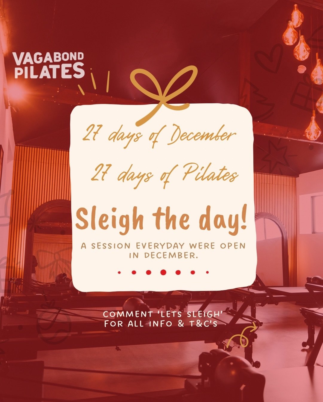 *LIMITED SPACES - ONLY 10 ACROSS BOTH STUDIOS* 

Introducing the Vagabond &ldquo;Steady Through Silly Season&rdquo; Challenge: 27 days, 27 classes, &pound;5 each.
December gets chaotic. Parties, mince pies, late nights&hellip; that&rsquo;s why we&rsq