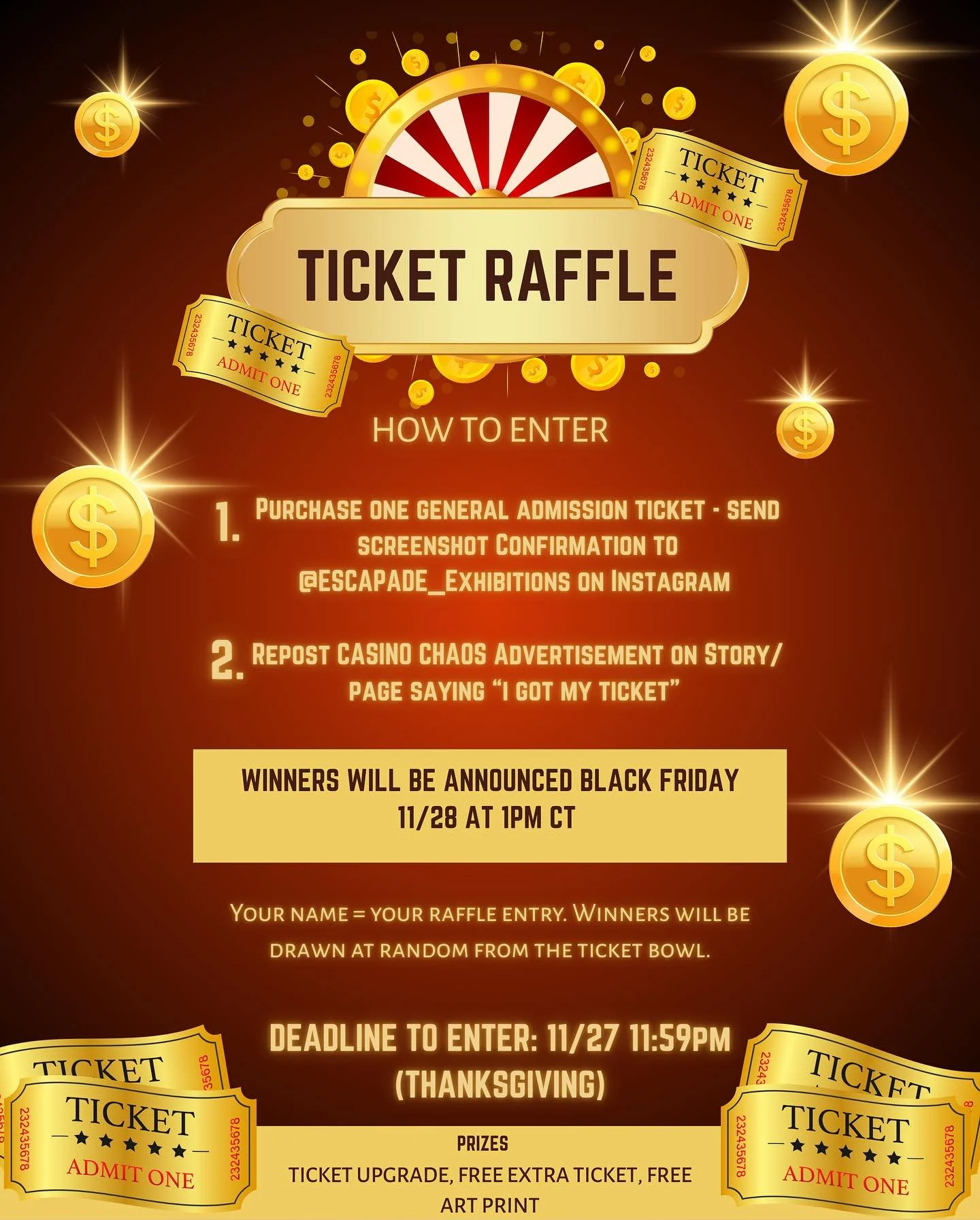4 days to submit to the ticket raffle!! 🎟️✨
DEADLINE: 11/27 11:59pm
WINNERS: 11/28
Good Luck 🍀✨