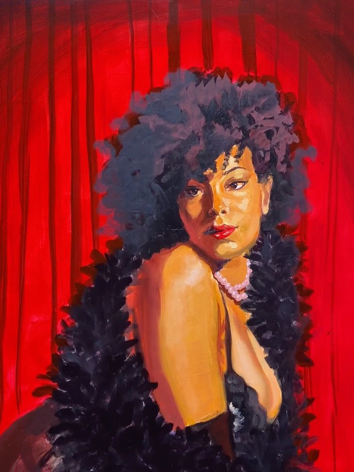 &ldquo;Queen of Spades&rdquo; &spades;️

Original painting on view at @connectgallery_ in Hyde Park, Chicago! 

Thank you so much to my beautiful beautiful model @iyomihoken for being a part of this series!