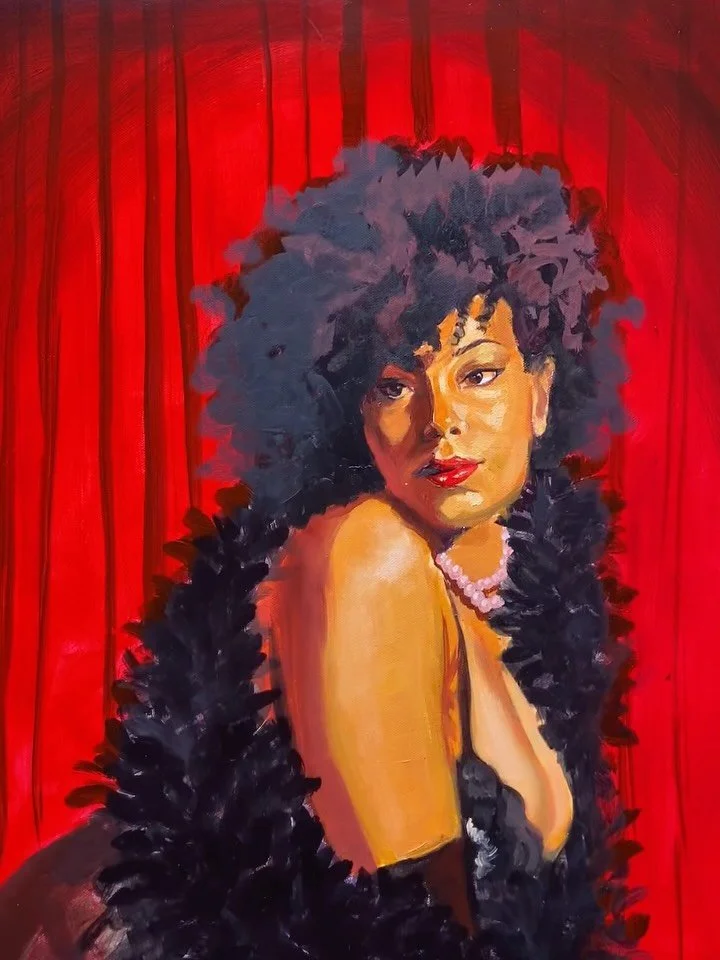 &ldquo;Queen of Spades&rdquo; &spades;️

Original painting on view at @connectgallery_ in Hyde Park, Chicago! 

Thank you so much to my beautiful beautiful model @iyomihoken for being a part of this series!