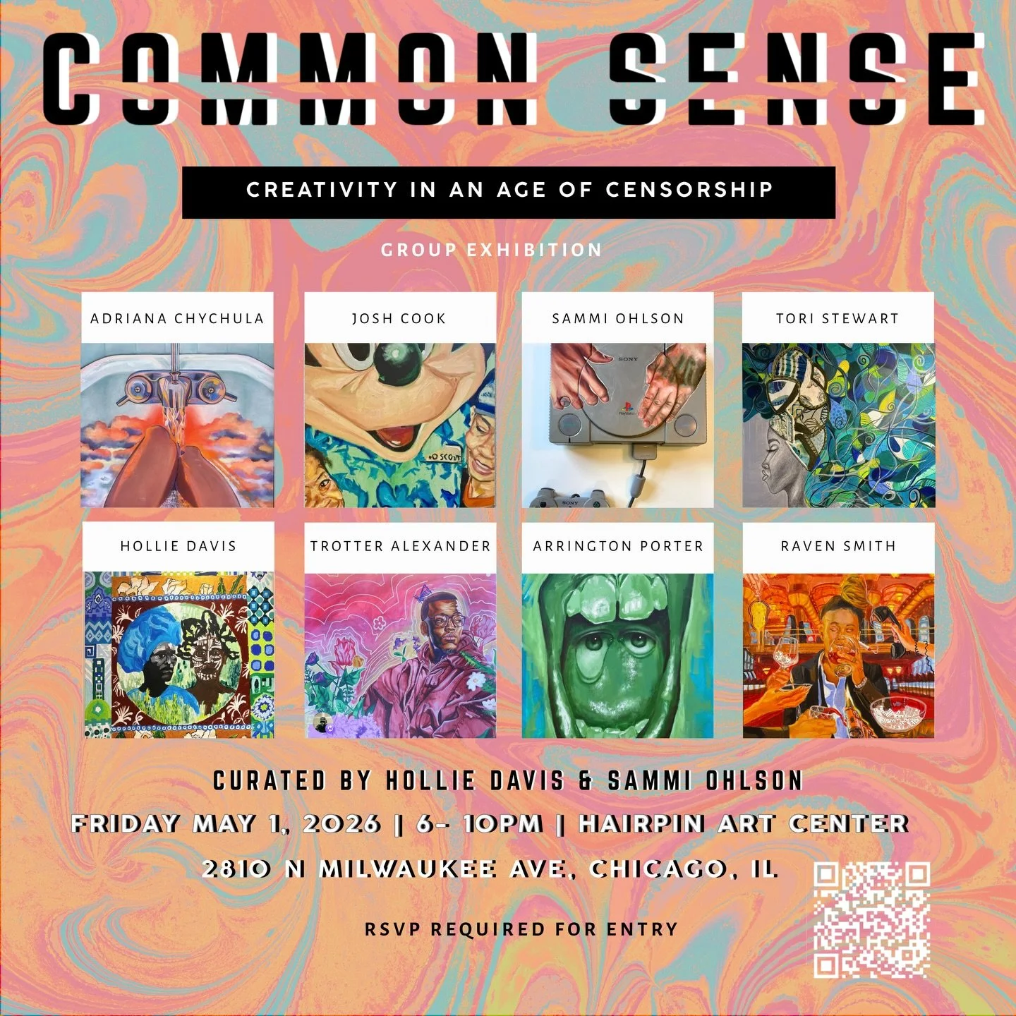Join us for the Common Sense Group Exhibition curated by Hollie Davis and Sammi Ohlson. This show is about creativity in the age of censorship and how now is the time to be authentically yourself through expression. The exhibition features work by Ad