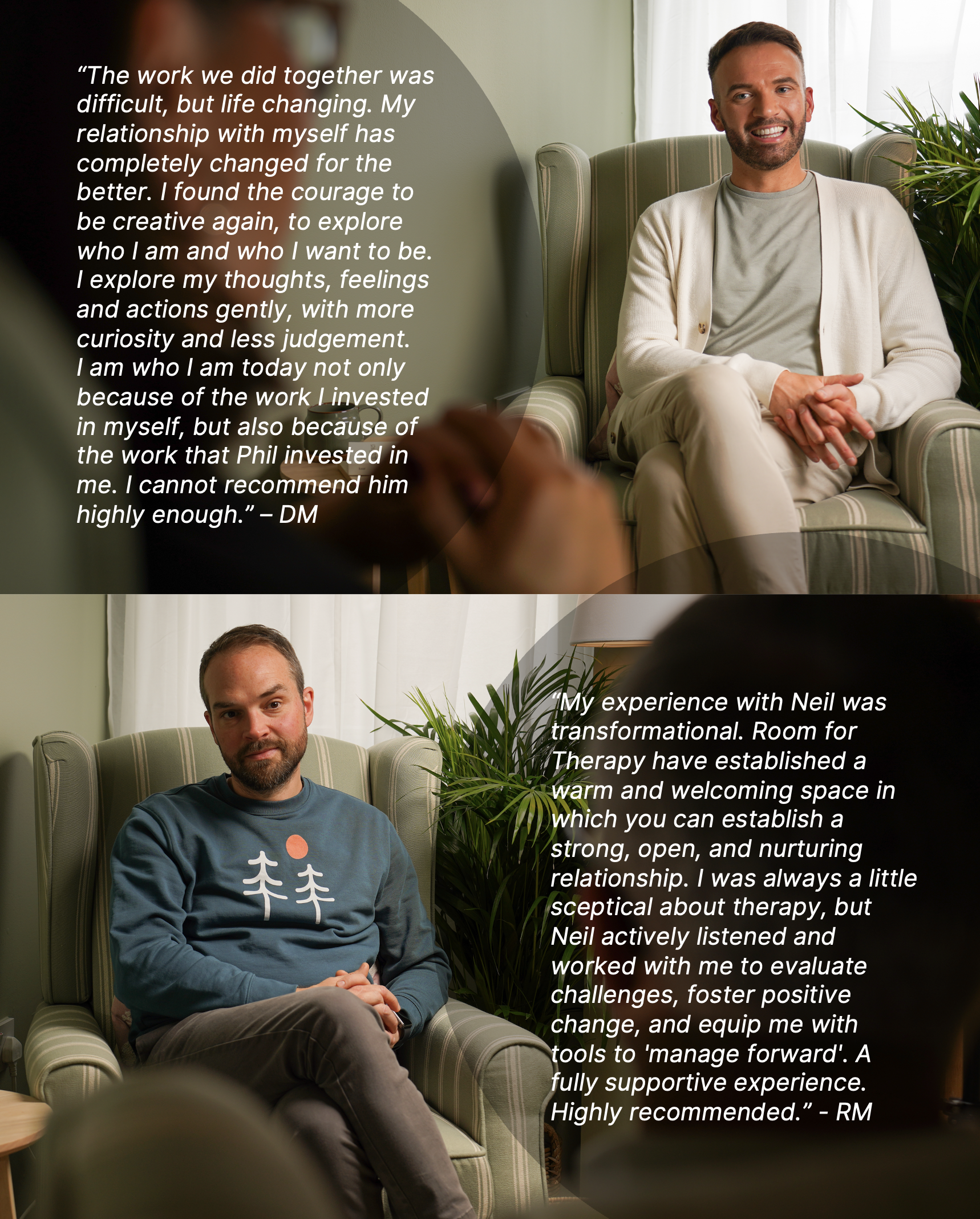 Therapist Phil Shaw and Neil Hutchison at Room for Therapy