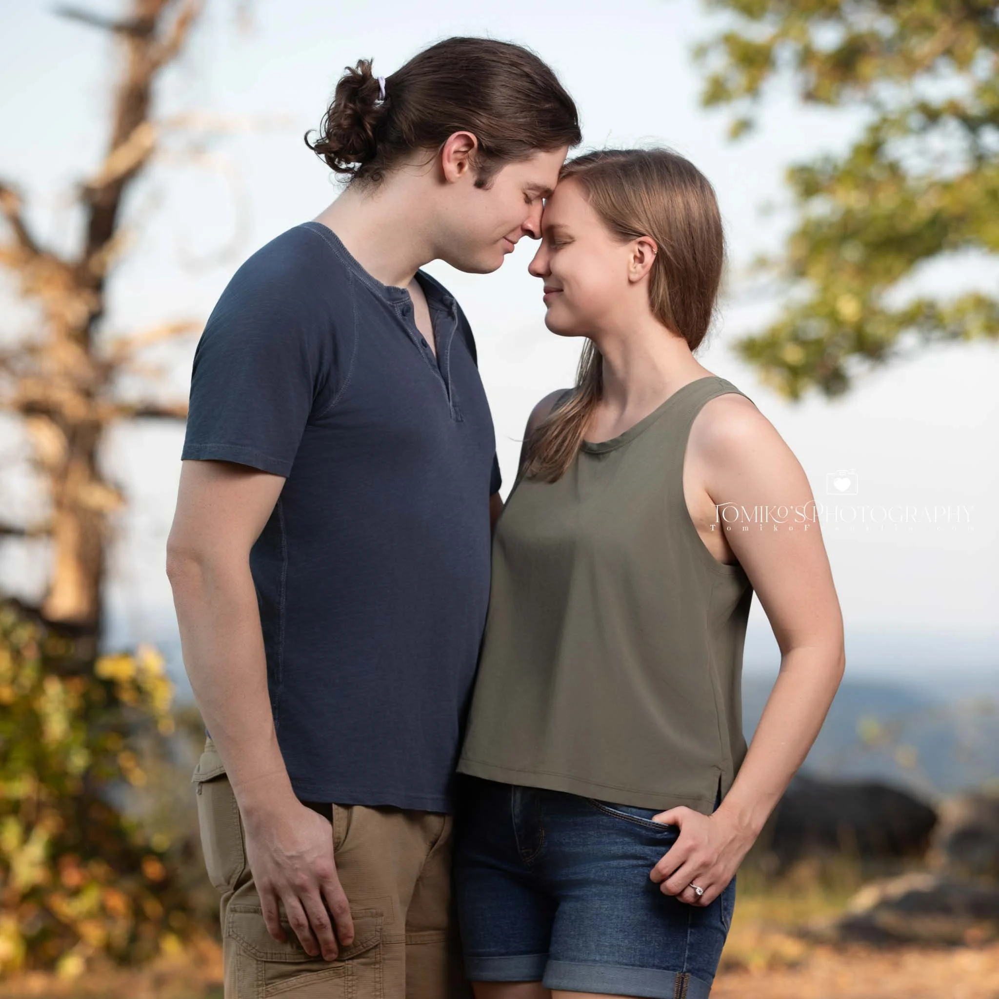 Luxury engagement portrait taken moments after a surprise proposal at Oak Mountain State Park.