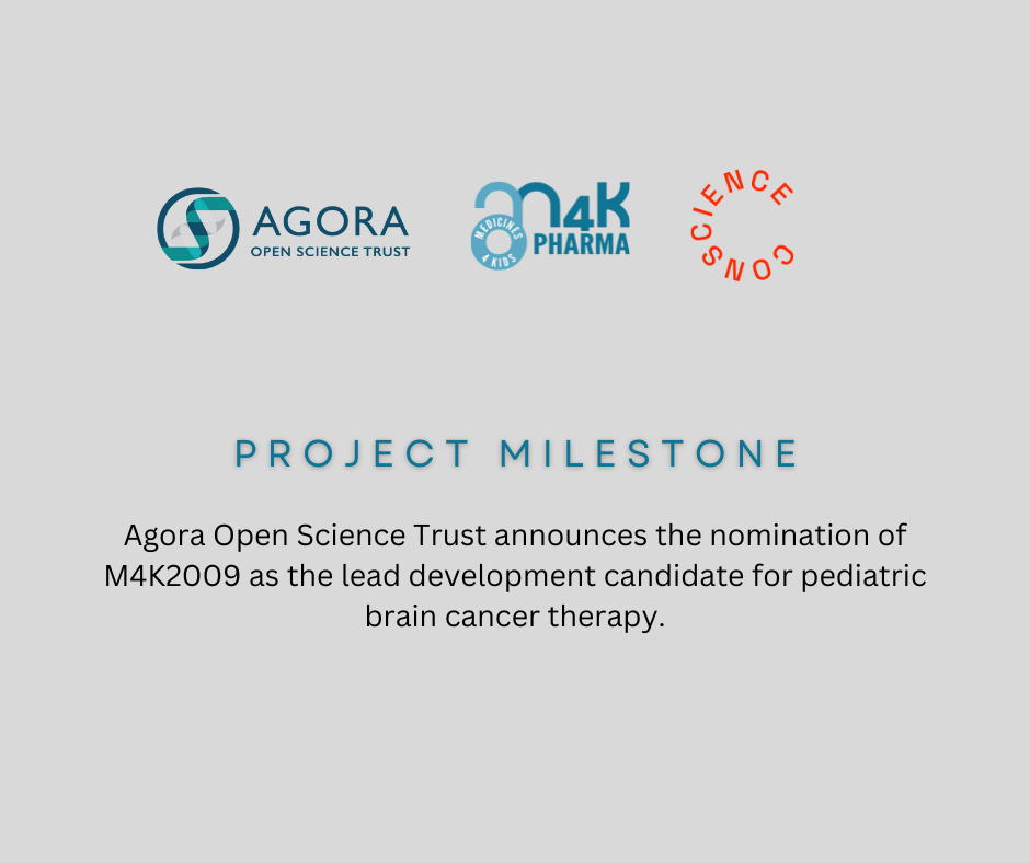 Agora Open Science Trust Announces Nomination of M4K2009 as Lead Development Candidate for Pediatric Brain Cancer Therapy