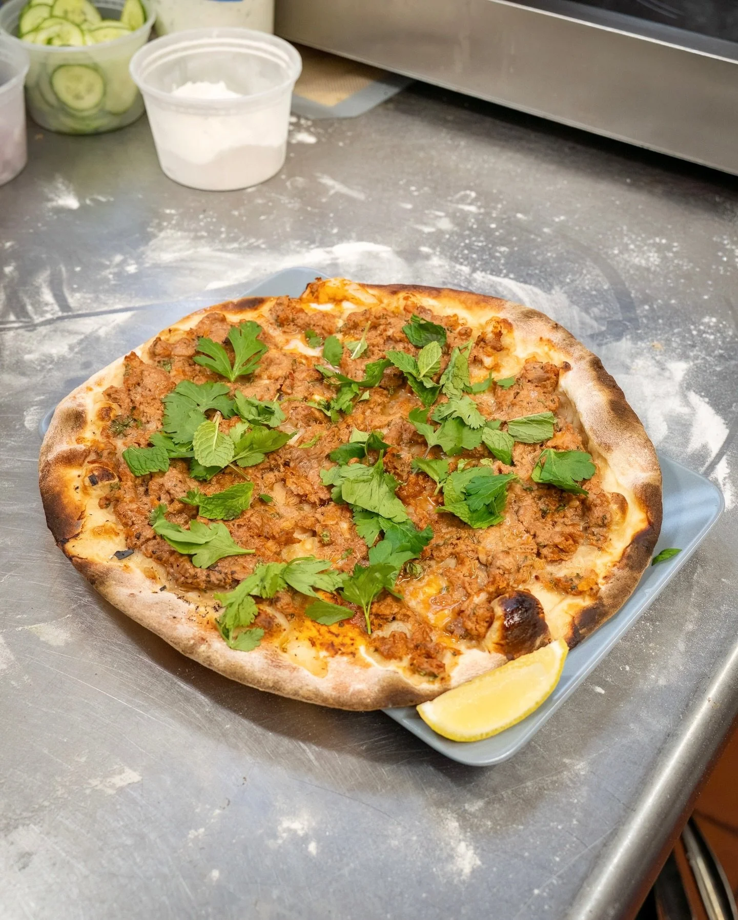 Just a friendly reminder - we&rsquo;re back with just 2 days left to try our three dishes that celebrate Iran 🇮🇷

✨Lahmcun 
Seasoned lamb flatbread  topped w/ fresh herbs &amp; lemon

✨Tahdig W/ Shirazi Salad
Crispy turmeric rice w/ a cucumber toma